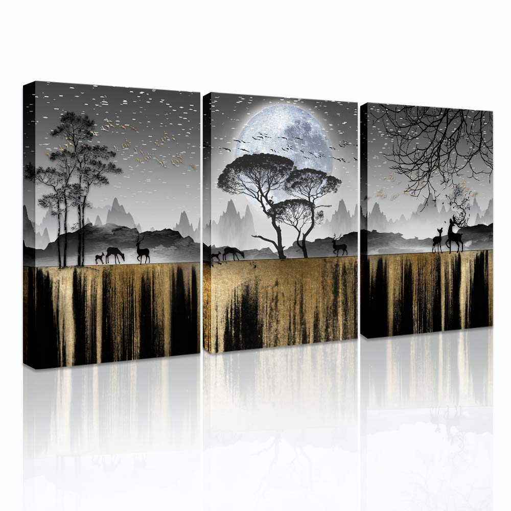 Black and White Tree Canvas Wall Art - Modern Family Home Decor for Living Room, Bedroom, Office & Kitchen - Inspirational Wall Print for Housewarming Gift & Interior Design