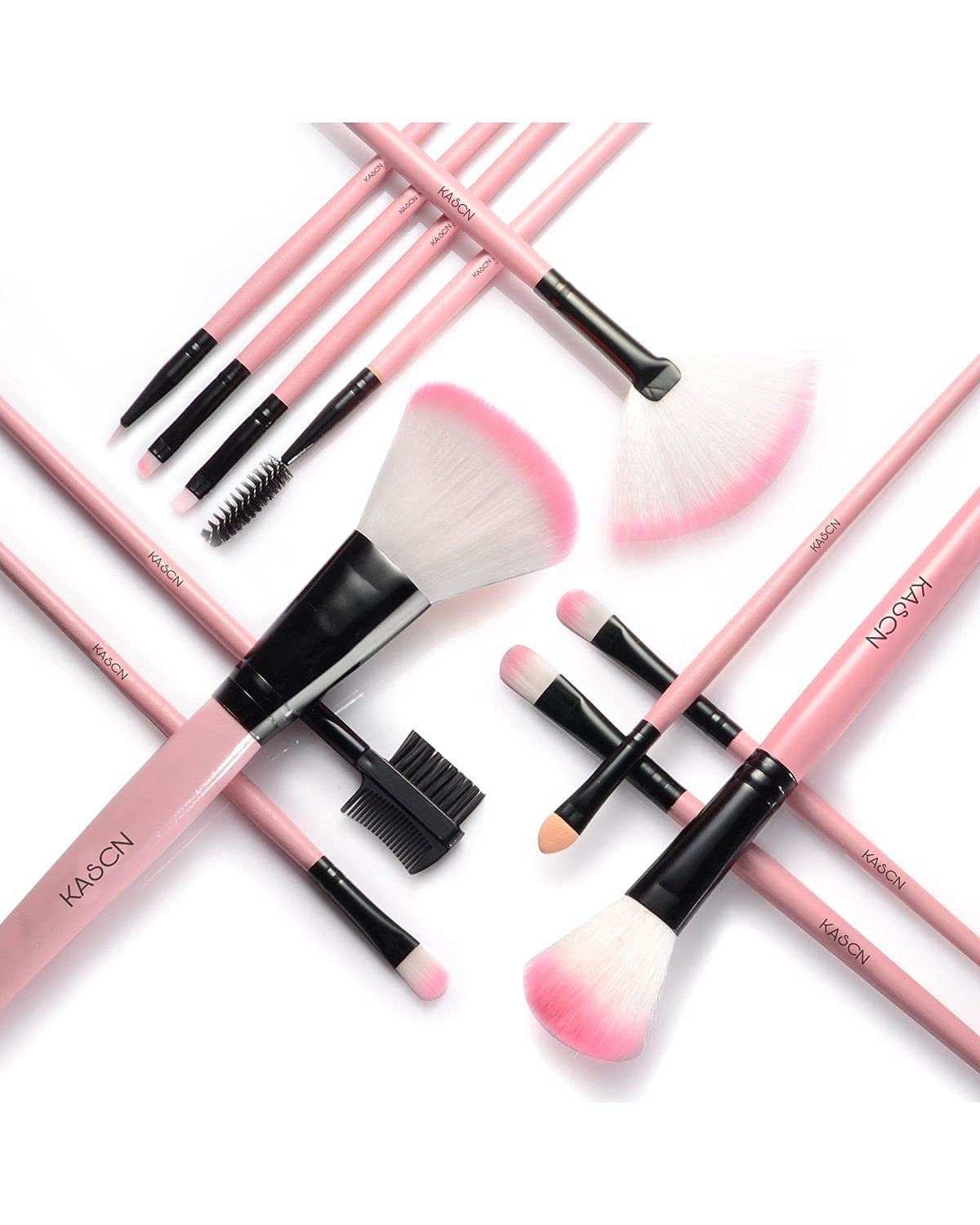 Glamzone 12-Piece Professional Makeup Brush Set with Foundation, Blending, Concealer & Eyeshadow Brushes | Includes Free Leather Pouch Holder | Perfect for Everyday Makeup, Contouring & Professional Makeup Artists (Pink, Pack of 12)