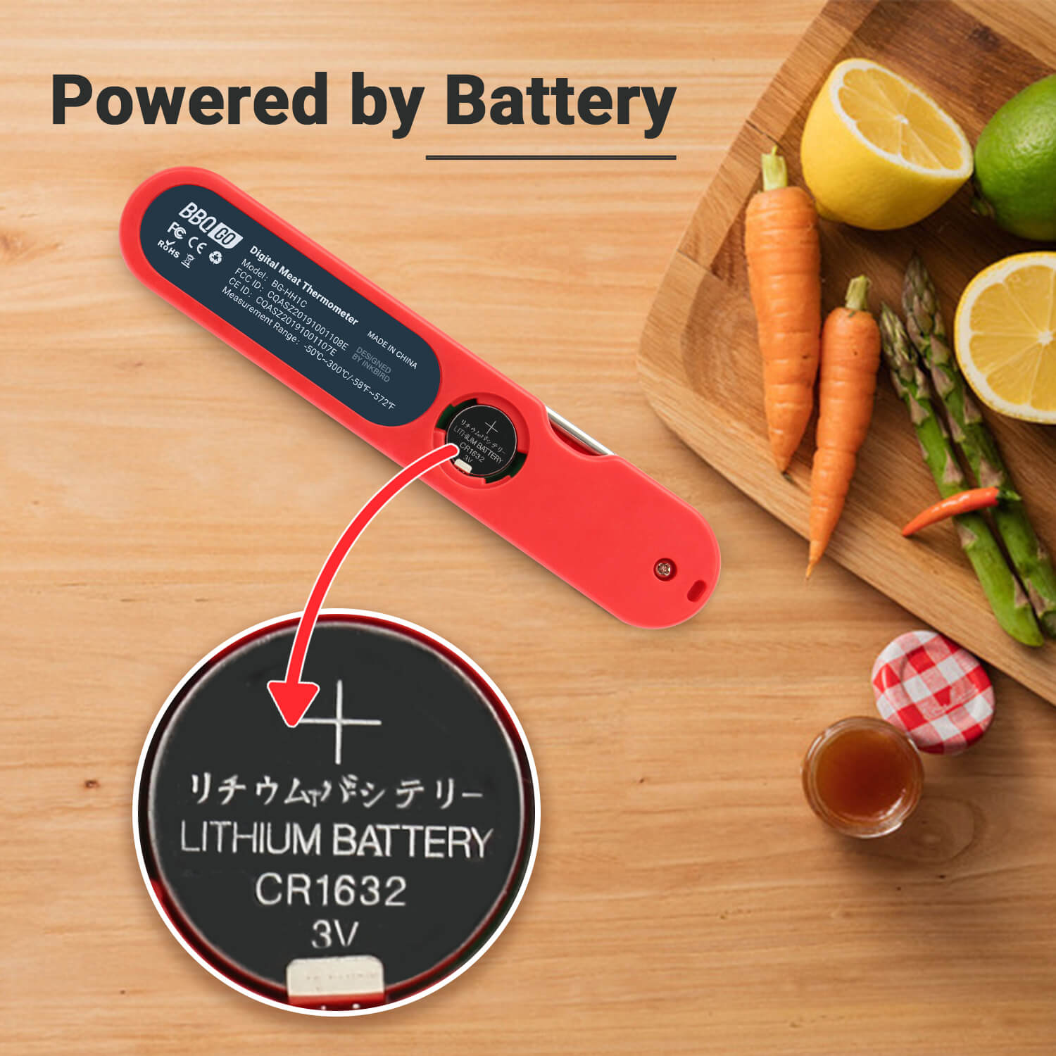Inkbird BG HH1C Foldable Digital Instant Read Cooking Food Thermometer - Fast & Accurate Meat, Grill, BBQ, Candy, Baking Thermometer for Kitchen, Outdoor, and Home Use