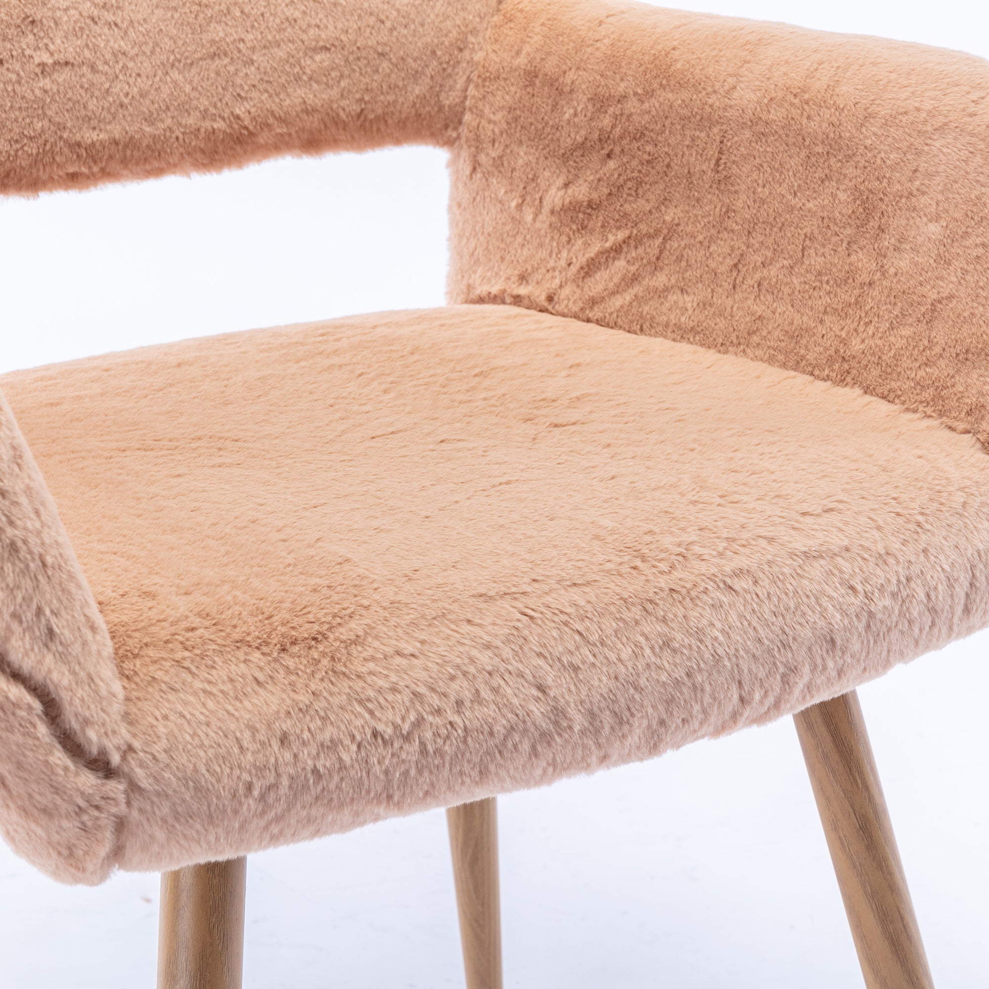Mid Century Modern Dining Chairs with Faux Fur Upholstery & Steel Legs - Solid Painting Metal Frame for Dining Room, Kitchen, Living Room & Office - Comfortable Seating for Home Decor & Entertaining