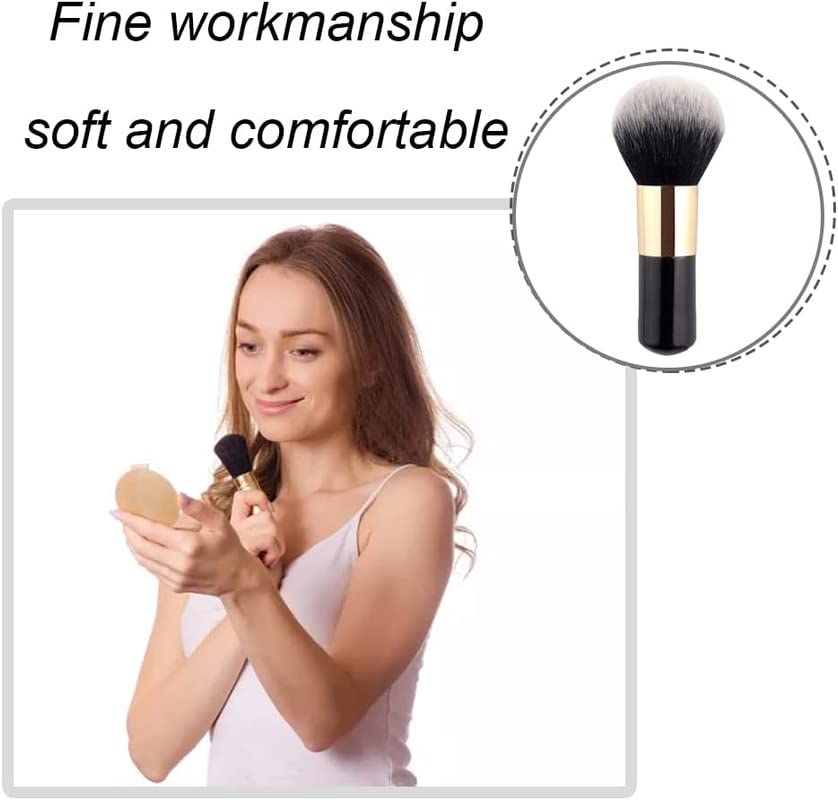 RECTYO GALLERY 1PC Round Top Makeup Brush - Face Blush & Powder Cosmetic Brush Set | Travel Size Kabuki Brush for Blending, Cream, Blush Buffing & Stippling | Perfect for Everyday Makeup & Professional Makeup Artist Kit
