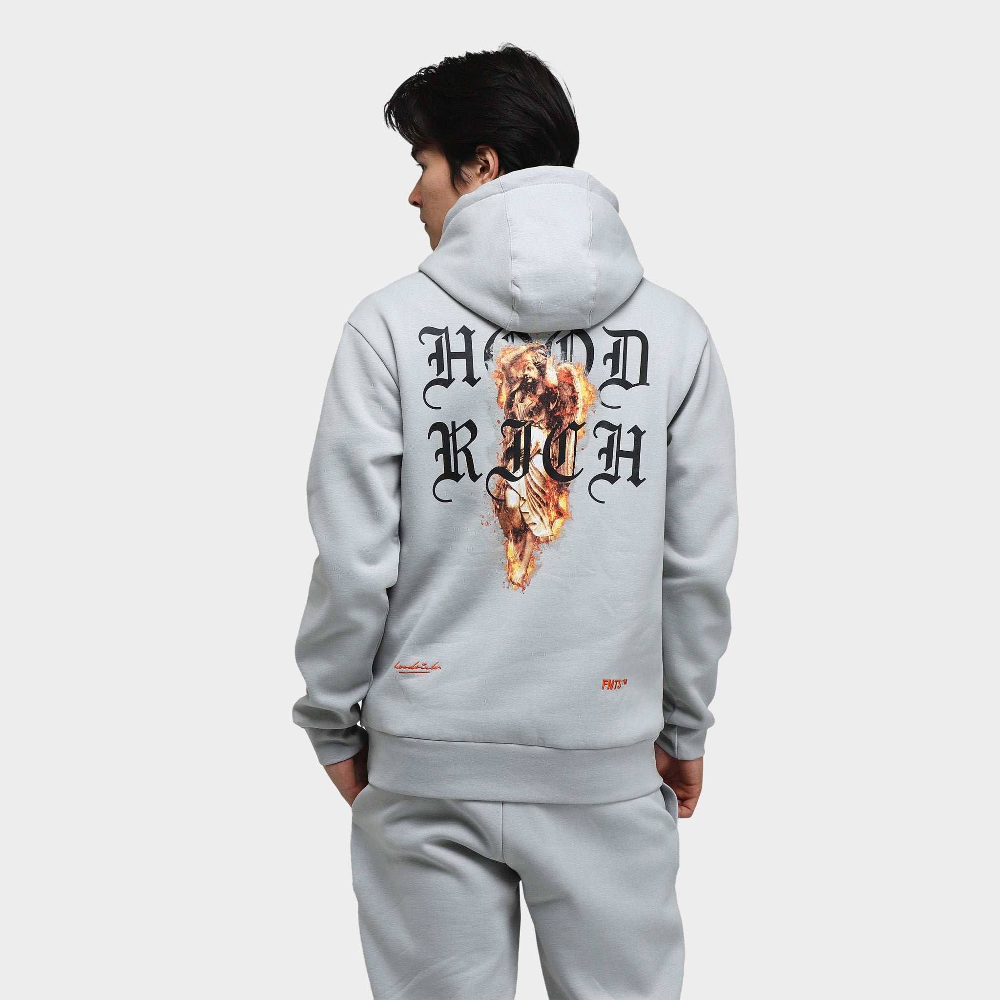 Hoodrich Vici Pullover Hoodie - Men's Casual Zip Up Sweatshirt in Harbor Mist & White or Persimmon Orange | Streetwear Fashion for Gym, Lounge & Everyday Wear