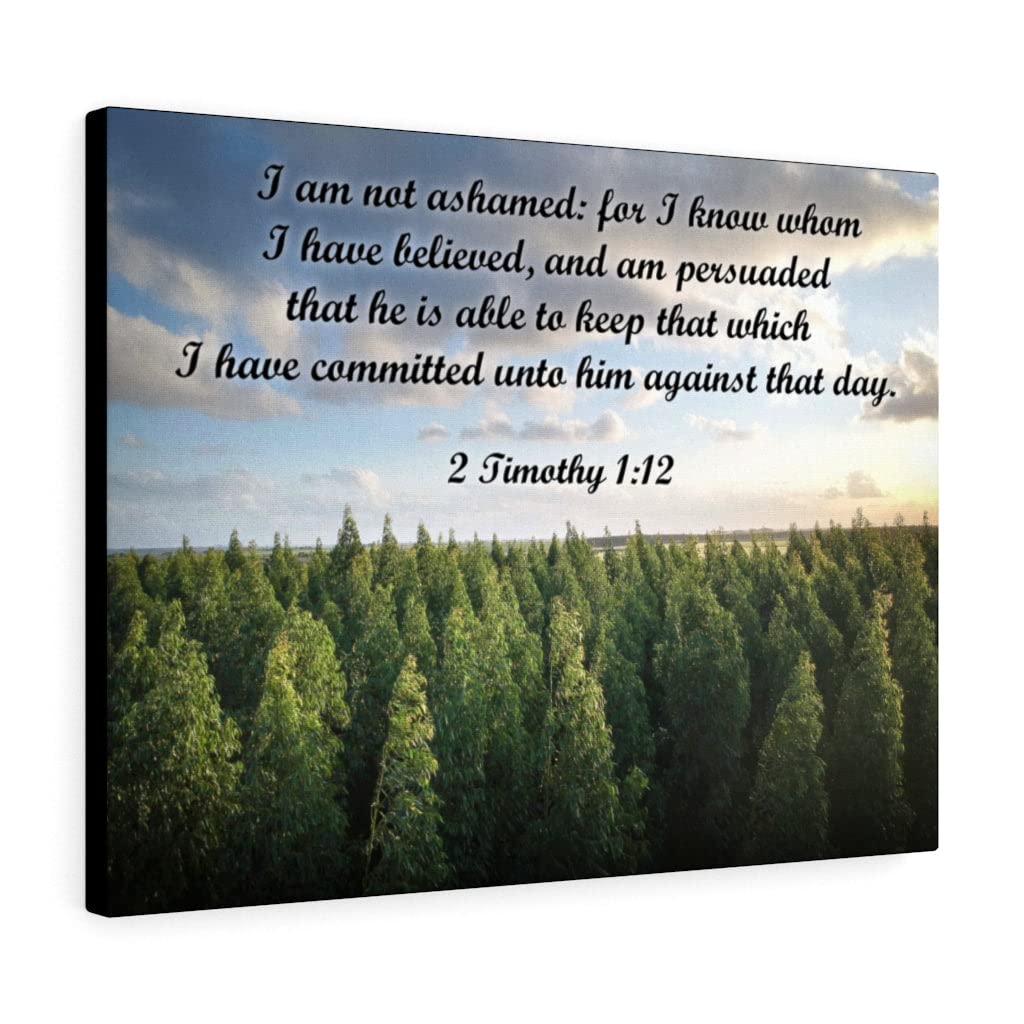 Christian Wall Art Bible Verse Print - 2 Timothy 1:12 'Not Ashamed' Scripture Decor - Ready to Hang Inspirational Home & Office Gift for Faith Expression