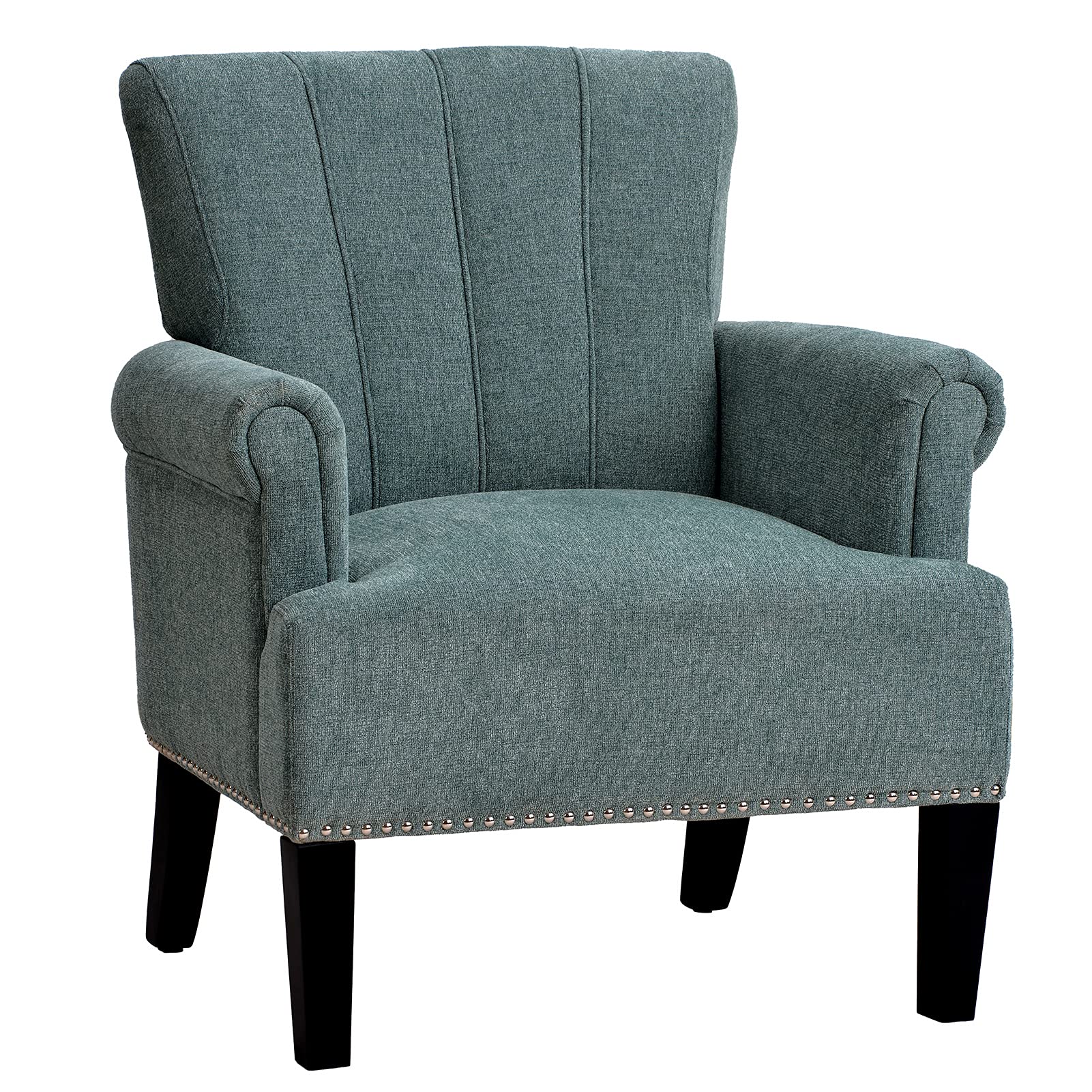 ZTGD Modern Armchair with Square Backrest - Upholstered Fabric Accent Chair for Living Room, Bedroom, Waiting Room - Mint Green - Perfect for Home Decor, Office Seating & Relaxation