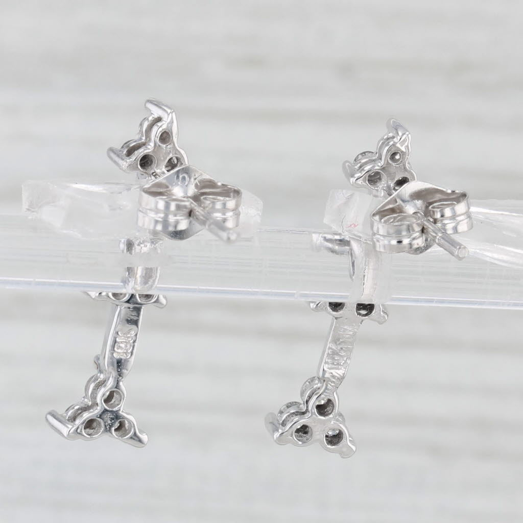 0.26ctw Diamond Journey Drop Earrings in 10k White Gold - Elegant Dangling Earrings for Women, Perfect for Weddings, Anniversaries & Special Occasions