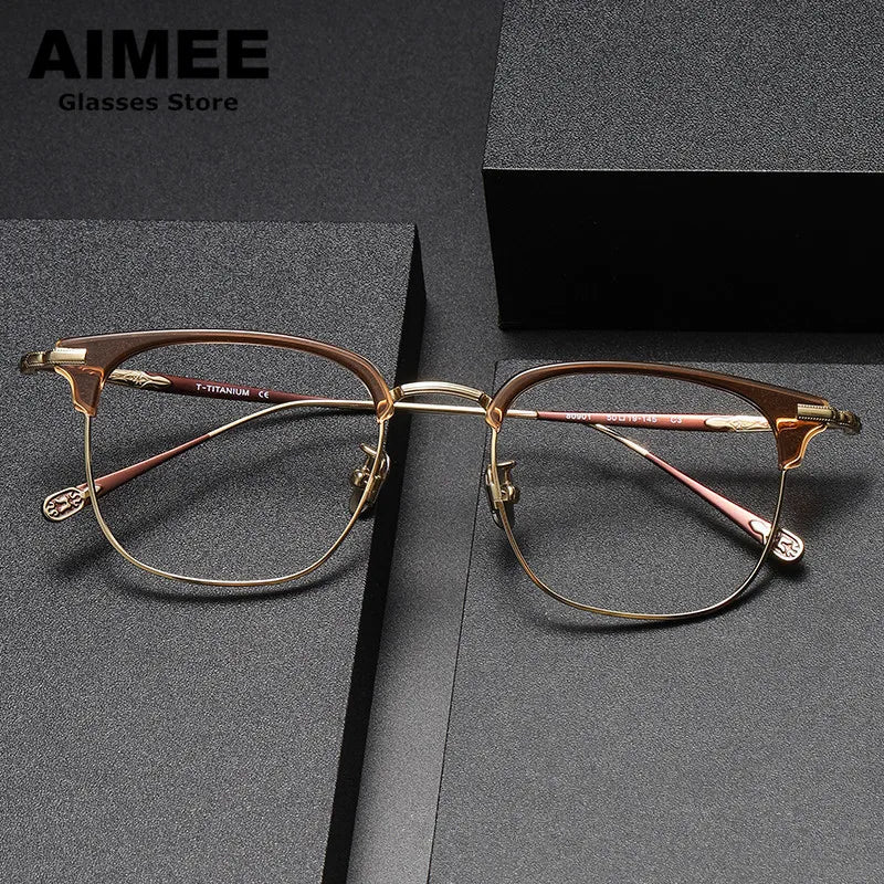 Stylish Aimee Unisex Full Rim Square Titanium Acetate Eyeglasses Frame 980901 - Lightweight & Durable for Work, Reading & Everyday Wear