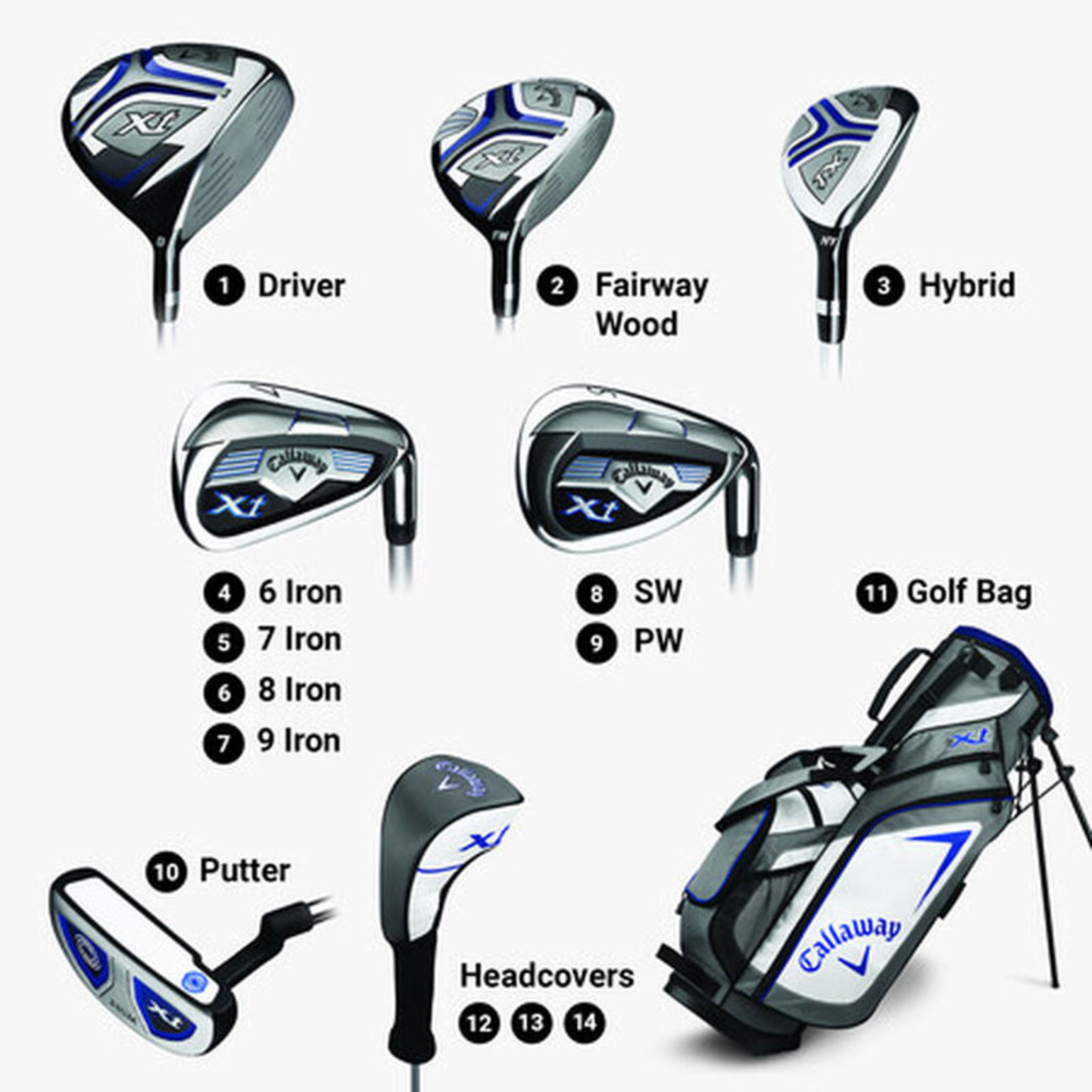 Callaway Junior XT 10-Piece Golf Club Set for Kids - Perfect for Young Golfers Learning & Practicing on Driving Range or Course