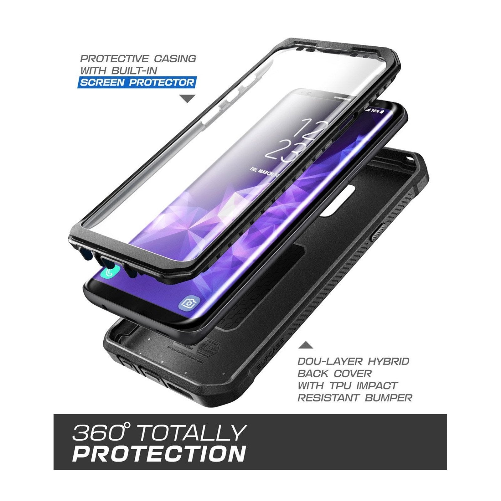 Samsung Galaxy S9 Plus Unicorn Beetle Pro Full Body Rugged Protective Case - Shockproof & Drop Proof Cover for Outdoor, Work & Travel (Black)