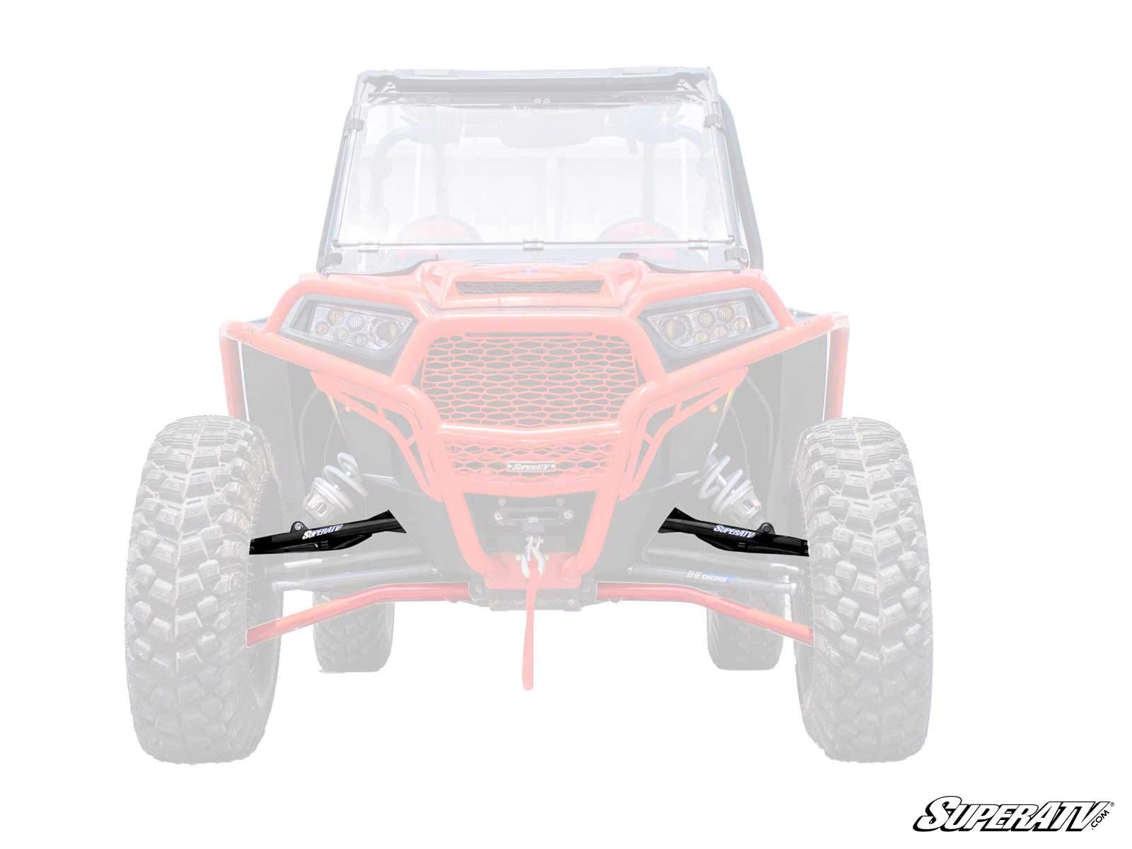 SuperATV Heavy Duty High Clearance Upper Front A-Arms for 2016-2021 Polaris RZR XP Turbo/XP 4 Turbo - Black - Includes Heavy Duty Ball Joints - Non-Adjustable - Off-Road Performance Upgrade for UTV Trail Riding & Dune Bashing