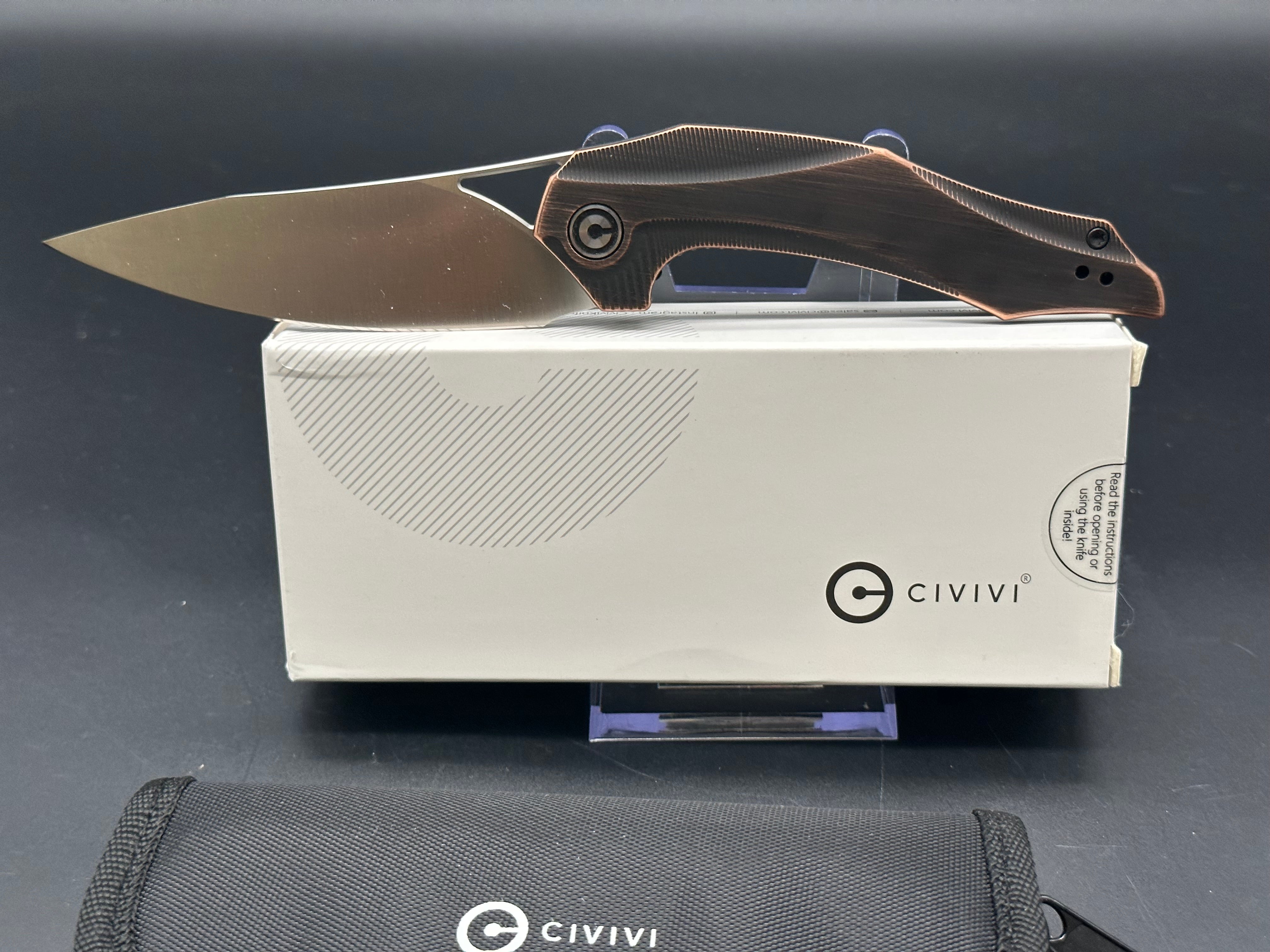 Civivi Plethiros Folding Knife - Black Hand-Rubbed Copper Scales | EDC, Outdoor, Camping & Everyday Carry Pocket Knife