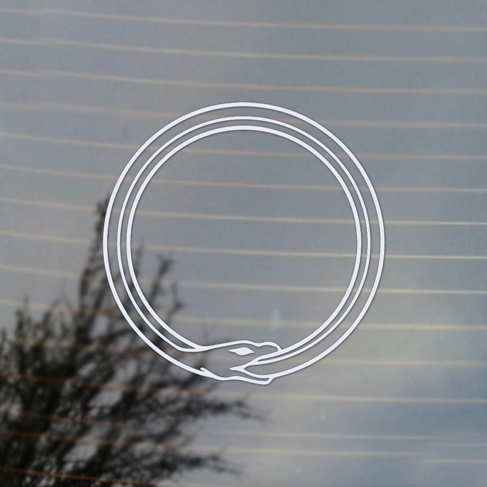 Ouroboros Vinyl Decal Sticker for Cosplay, Fan Gear, Laptops, Cars & DIY Crafts - White Snake Symbol Design - Perfect for Anime Fans, Gamers & Mythology Lovers