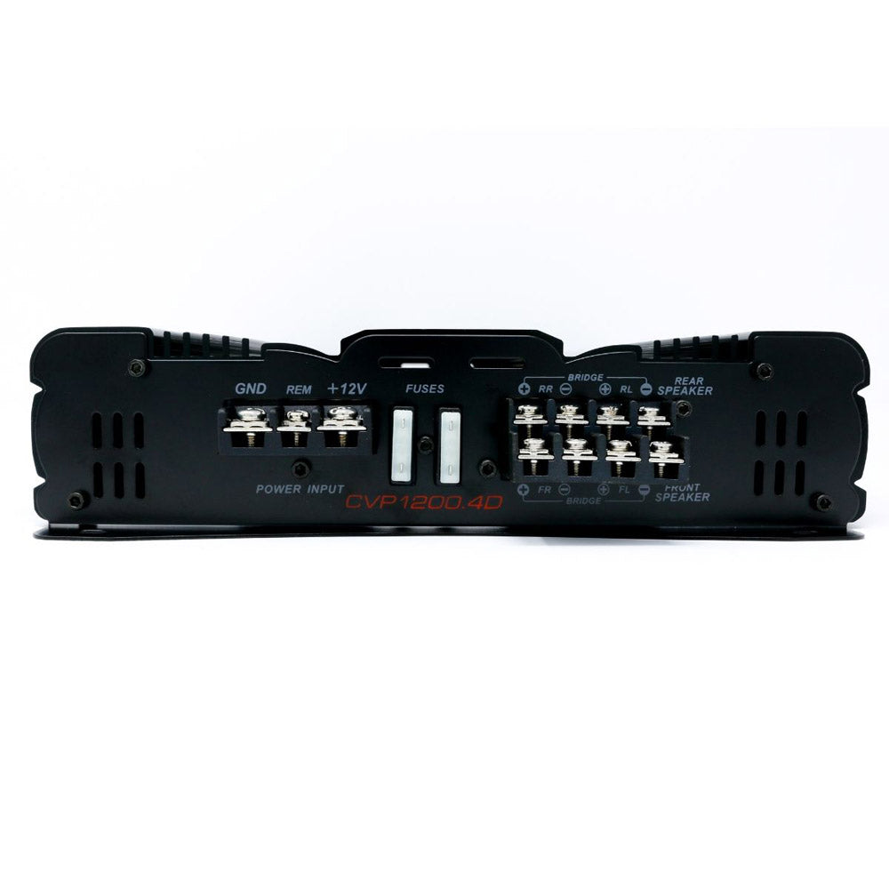 Cerwin Vega CVP1200.4D 4-Channel Car Amplifier - 1200W Class A/B 2 Ohm Stable - High Power Audio for Cars, Trucks & Boats - Perfect for Car Audio Systems & Marine Applications