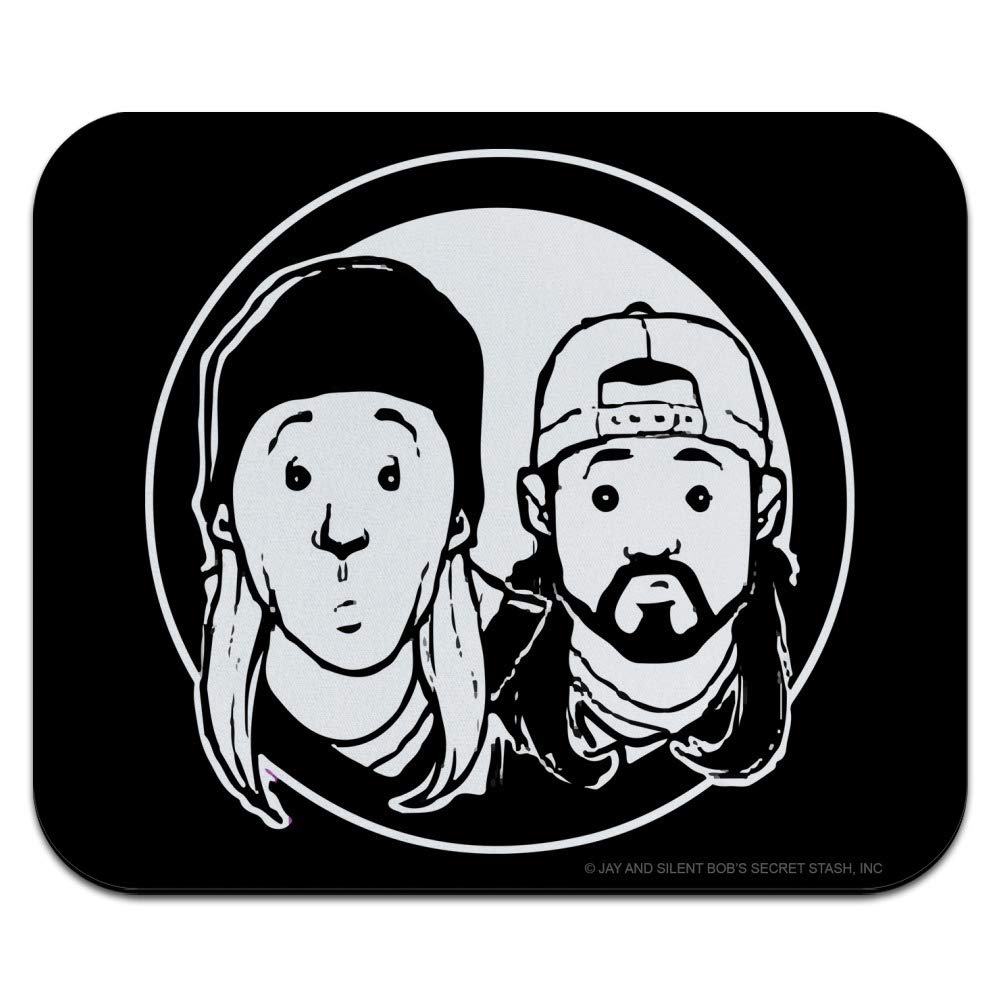 Jay and Silent Bob Cartoon Portraits Low Profile Thin Gaming Mouse Pad - Non-Slip Rubber Base for PC, Laptop, Office & Home Use - Perfect for Gamers, Graphic Designers & Computer Work