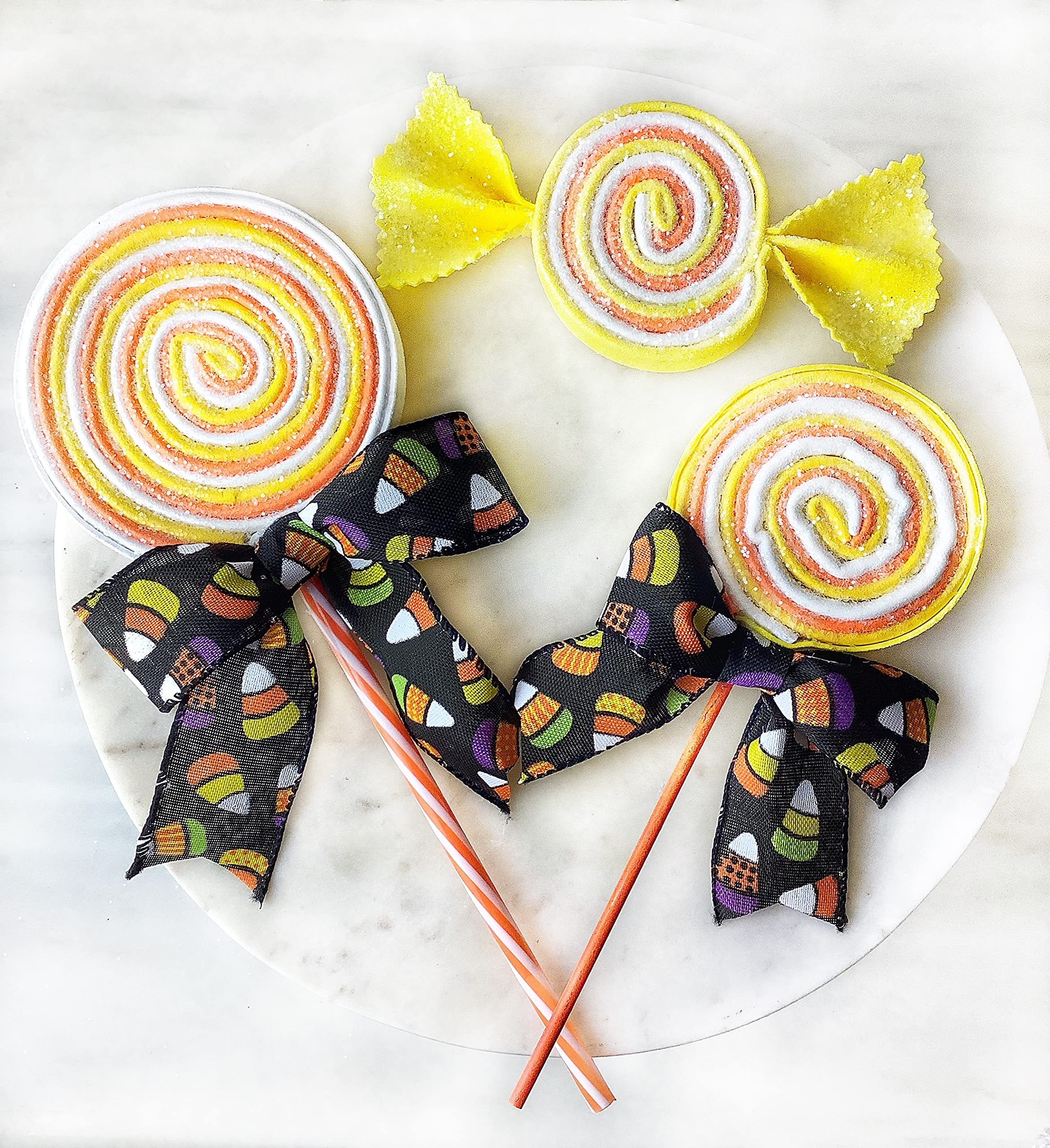 Halloween Candy Corn & Lollipop Decorations - Wreath Embellishments for Halloween Party