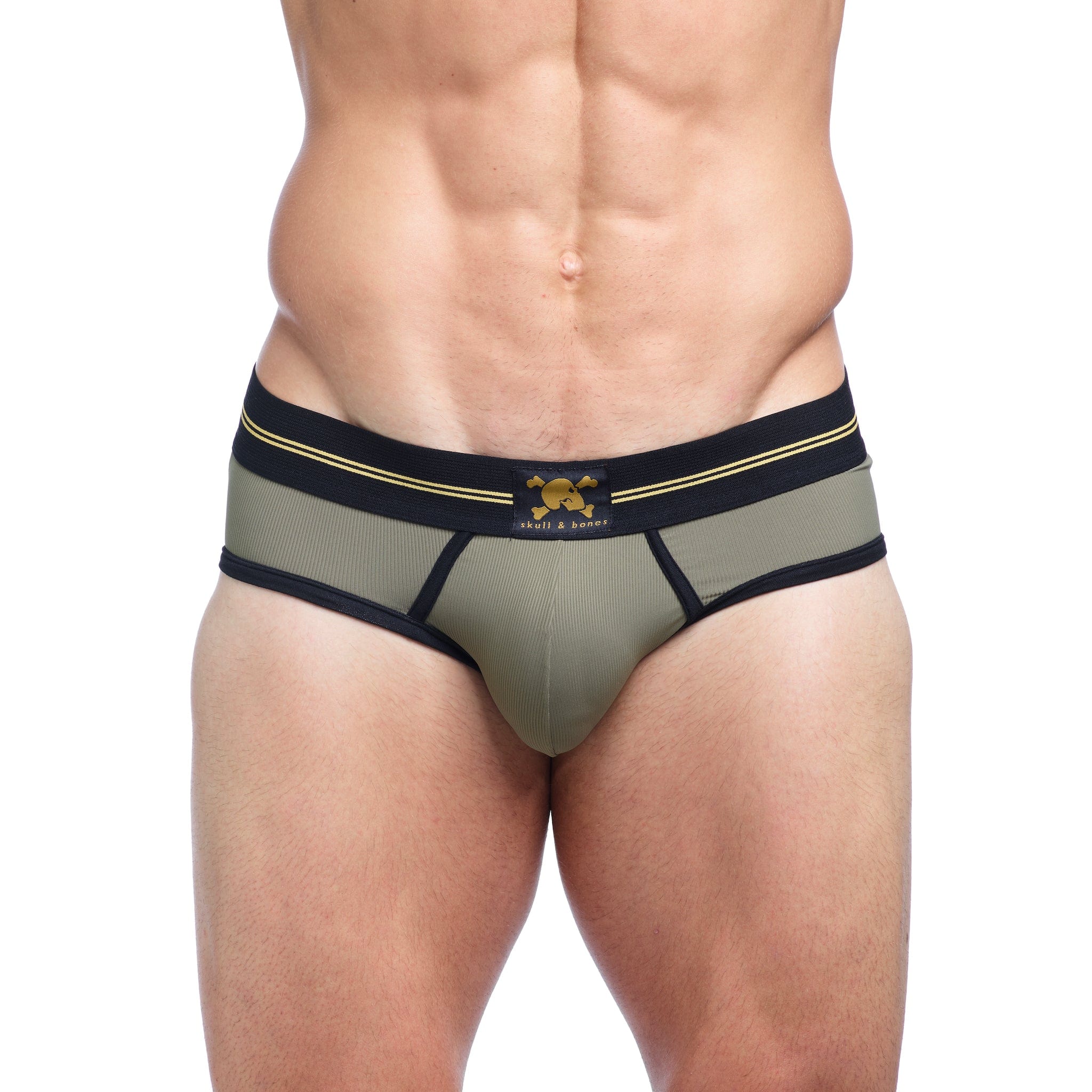 High-Performance Rib Brief Underwear for Men - Comfortable & Breathable Green Cotton Boxers - Perfect for Gym, Running & Everyday Wear