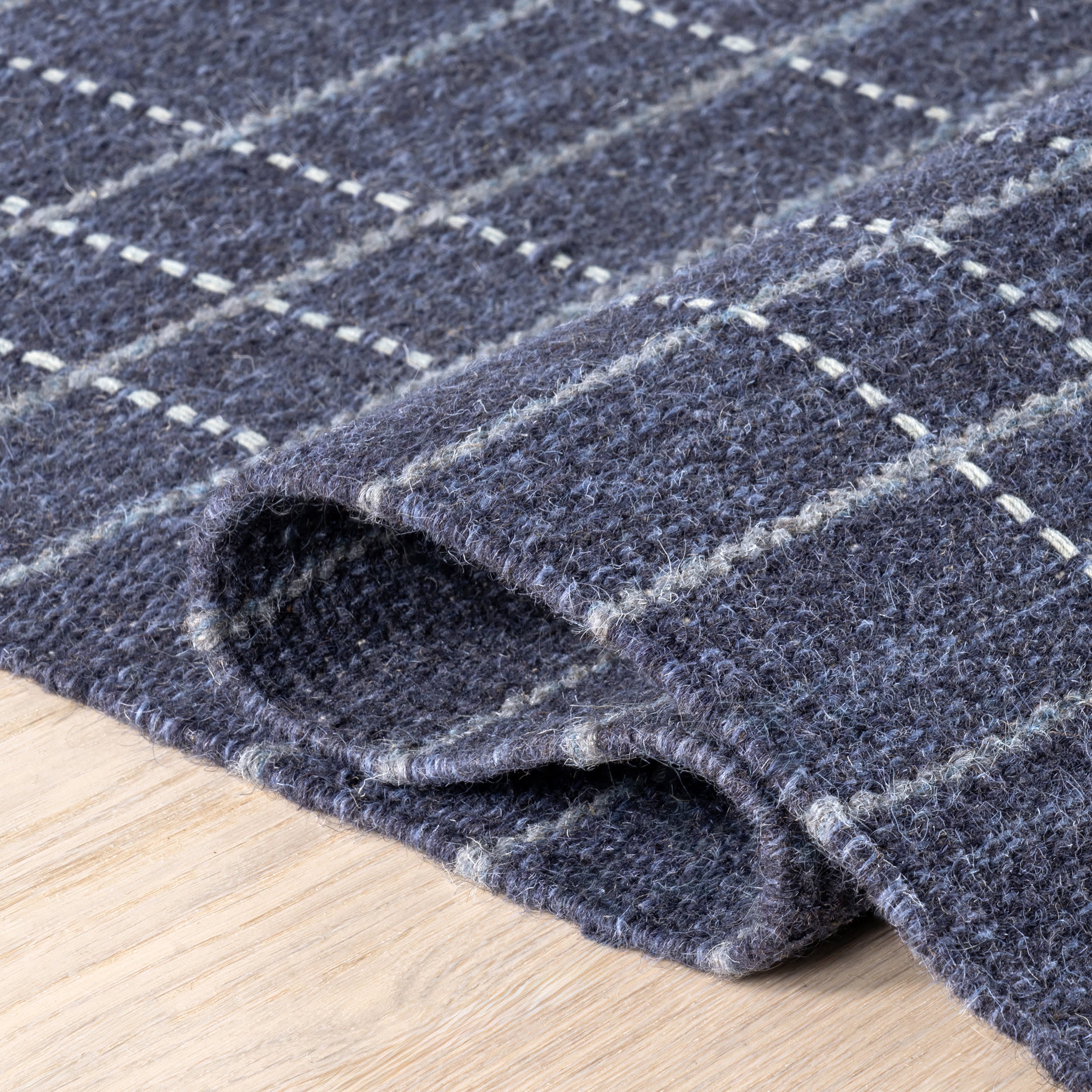 Charlie Plaid Wool Rug - Soft Blue Tartan Design for Living Room, Bedroom & Office | Cozy & Durable Home Decor