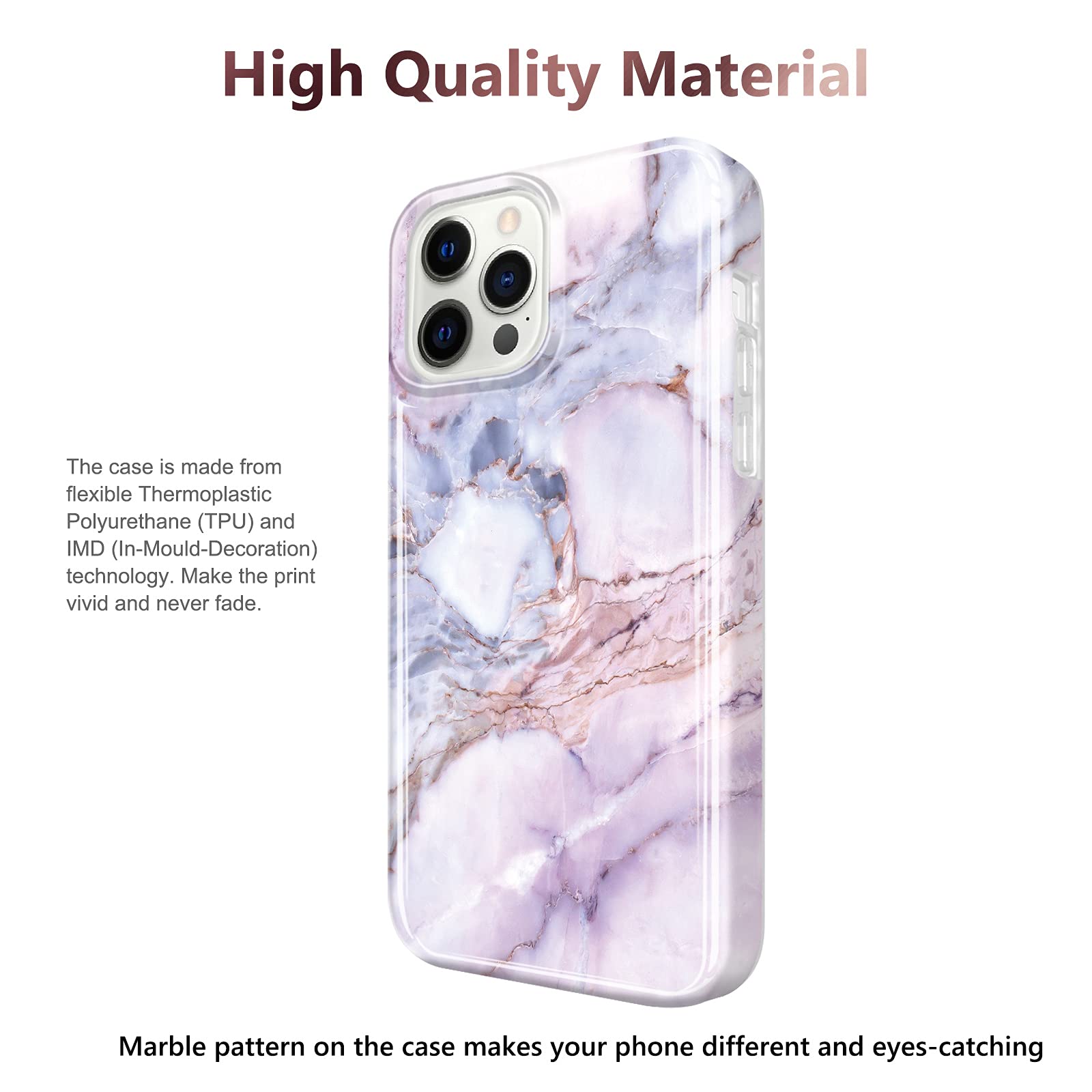 JAHOLAN iPhone 13 Pro Max Case (6.7 inch 2021) - Marble Design Clear TPU Bumper Shockproof Soft Silicone Cover - Purple & Pink | Perfect for Daily Protection, Outdoor Activities & Fashion Accessory