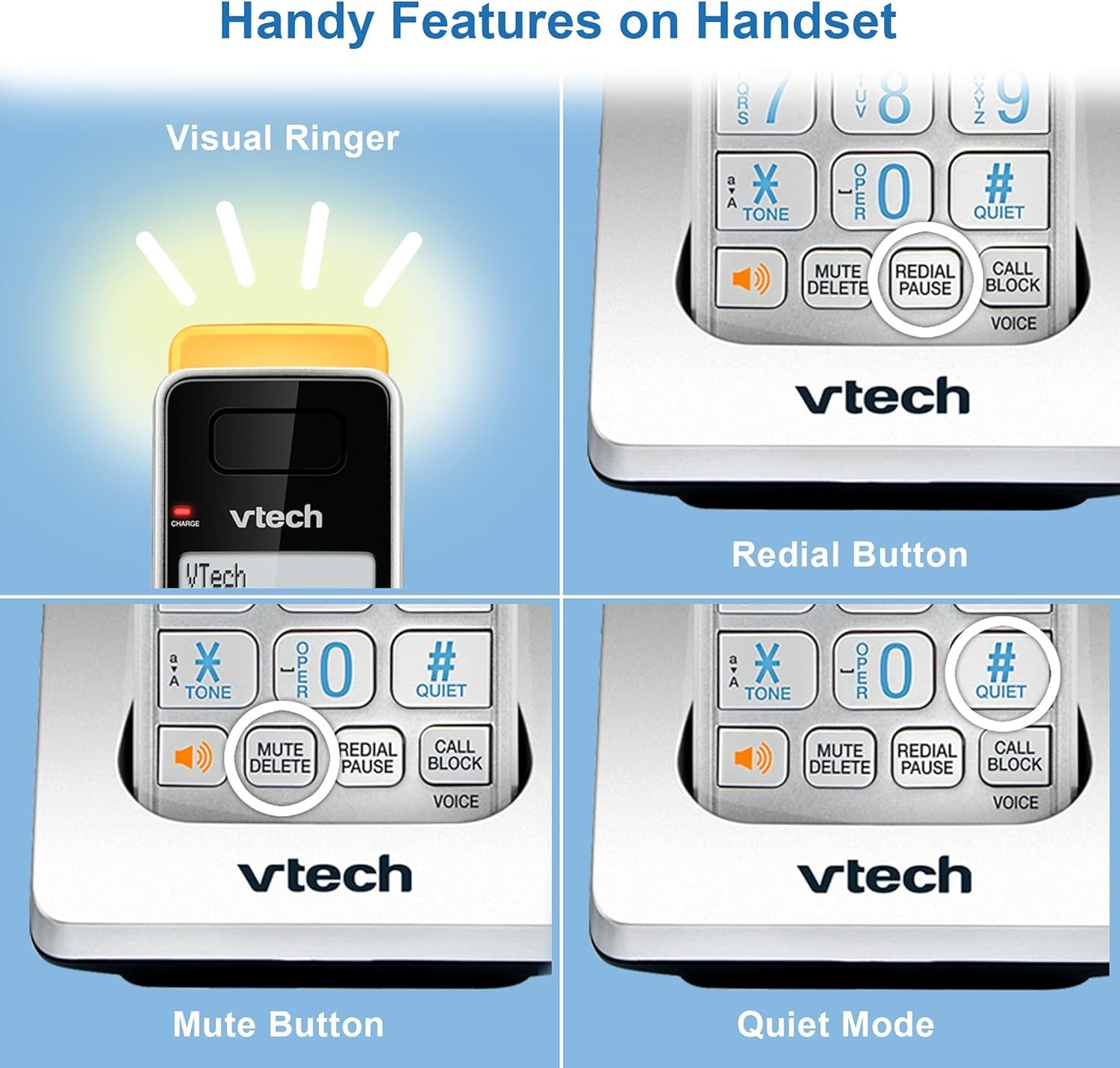 Vtech IS8121-2 Expandable Cordless Phone with 2 Handsets - Super Long Range, Bluetooth Connectivity, Smart Call Blocker & Digital Answering System (Silver/Black) - Perfect for Home Office & Large Houses