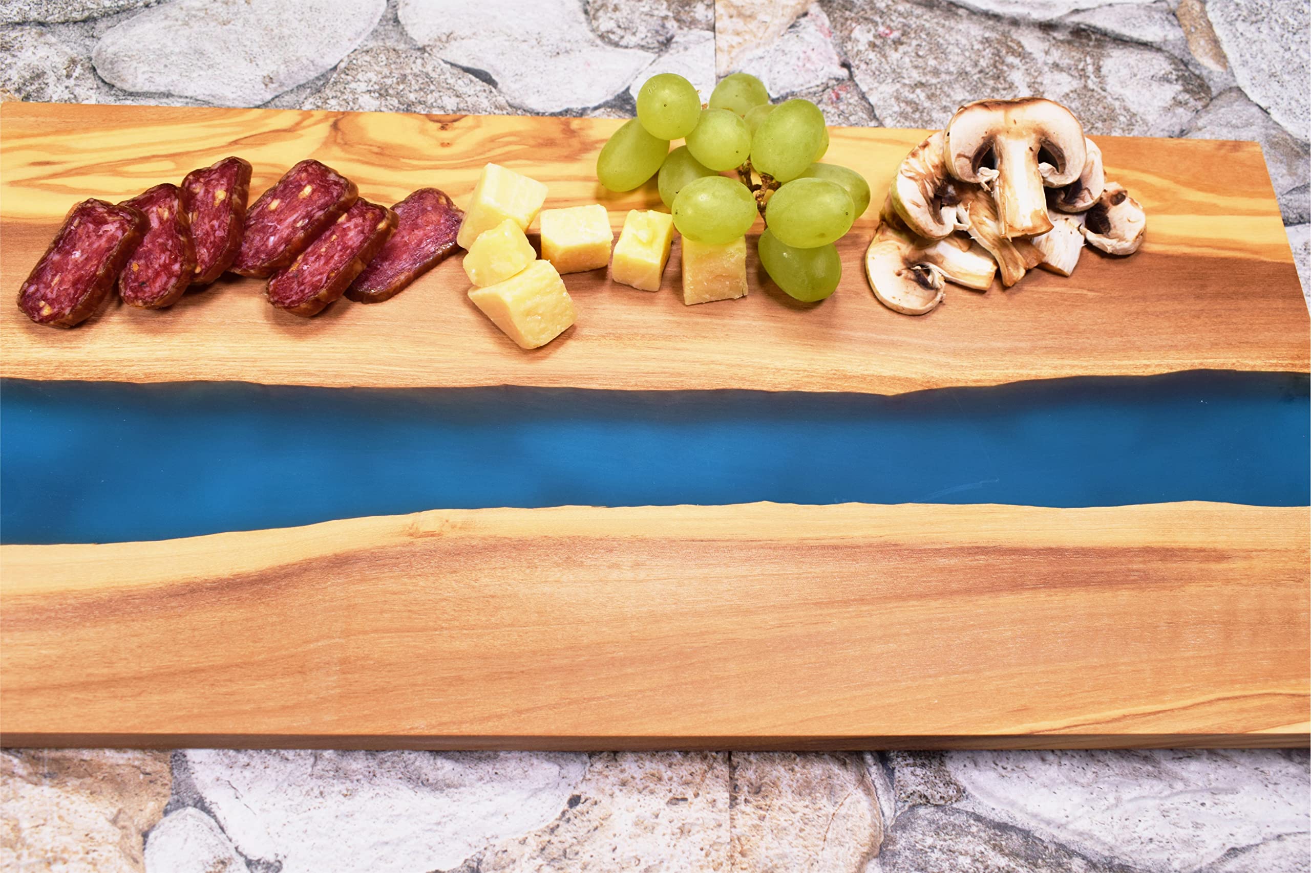 Handmade Olive Epoxy Live Edge Cheese Serving Board - Unique Custom Laser Engraved Gift for Weddings, Anniversaries, Mother's Day, Father's Day & Housewarming - Perfect for Cheese Platters, Charcuterie & Entertaining Guests