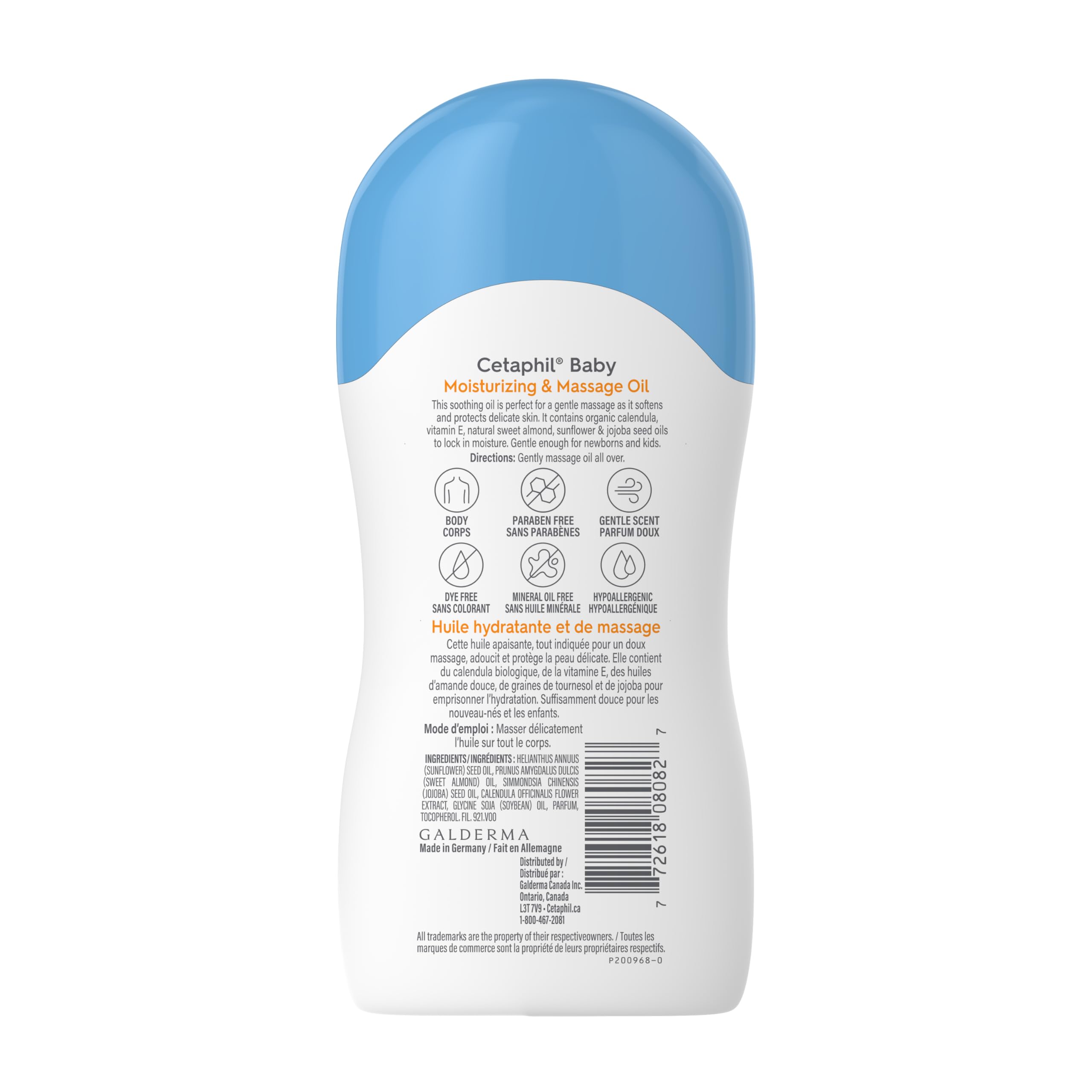 Cetaphil Baby Massage Oil with Calendula - 99% Natural, 200ml - for Gentle Skin Care
