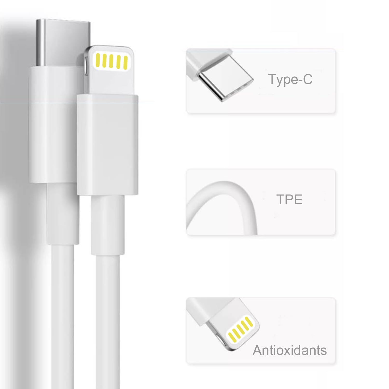 VFZYAN 2 Pack USB C to iPhone Fast Charger Cable, 20W PD Fast Charging Cable (2M/6.6ft) for iPhone 14/13/12/11/Pro Max/Mini/XS/XR/X & iPad - Perfect for Home, Office & Travel Charging