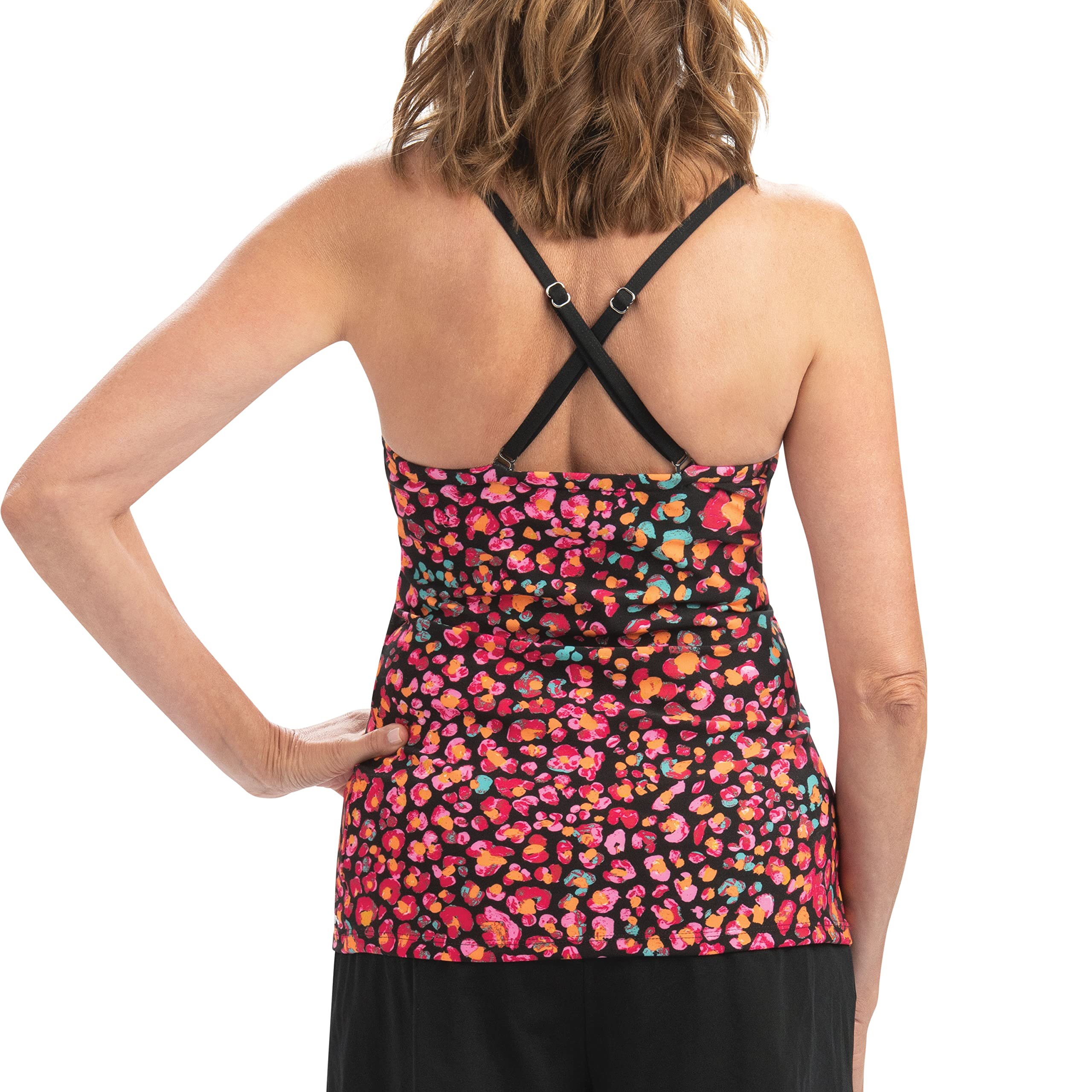 Dolfin AQUASHAPE Women's Tie Front Tankini Top - Swimwear for Women, Adjustable Bikini Top for Swimming, Beach & Pool Activities