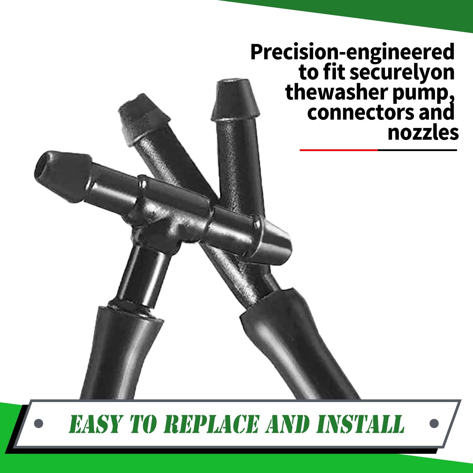 30 PCS Universal Car Windshield Washer Hose Kit - 13Ft Durable Rubber Washer Hose with 30 Vehicle Hose Connectors for Pump & Nozzles - Fits Trucks, SUVs & Most Vehicles (Black) - Perfect for Windshield Cleaning & Fluid System Maintenance