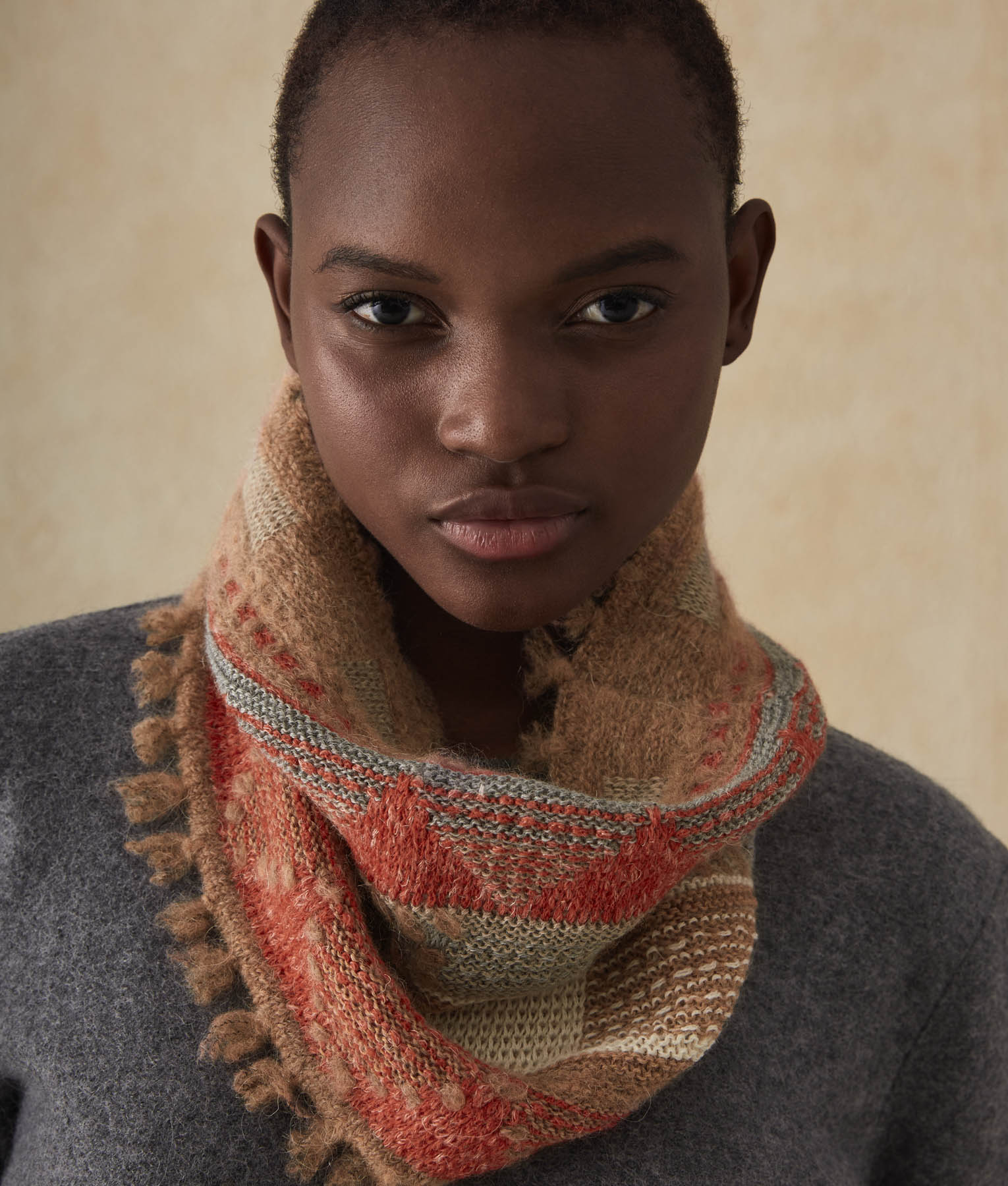 Handmade Geometric Intarsia Baby Alpaca Scarf - Soft Luxury Winter Accessory for Women & Men - Perfect for Cold Weather, Office & Gift Giving
