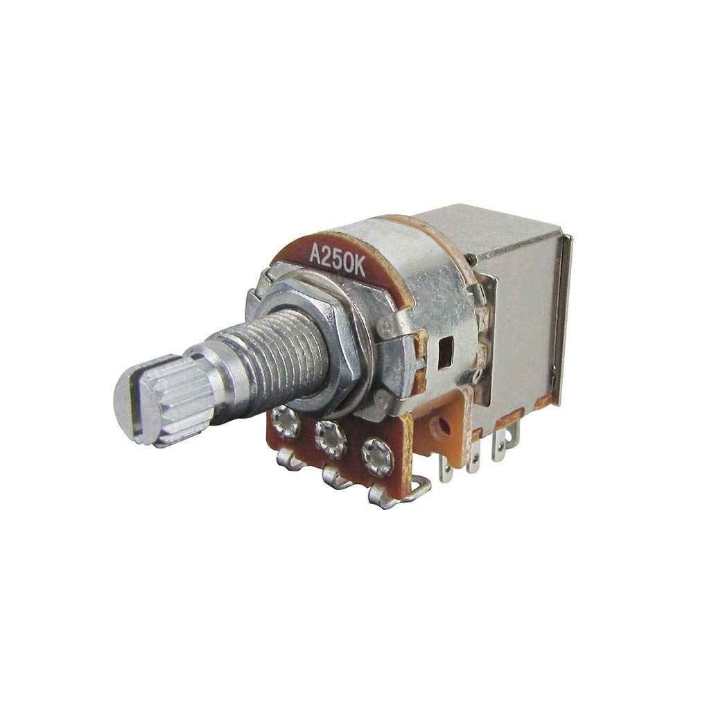 FLEOR 2pcs 18mm A250K Push Pull Guitar Potentiometers with Split Shaft - Audio Taper Volume & Tone Control for Electric Guitar, Bass, and DIY Projects - Perfect for Upgrades, Repairs, and Custom Builds