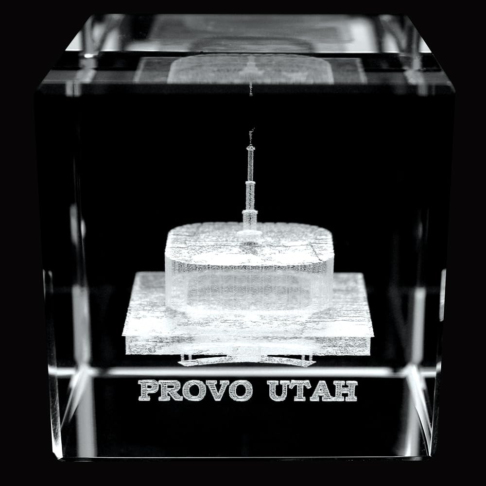 Crystal Cube Desk Decor - LDS Temple Paperweight for Office & Home | Christian Gift