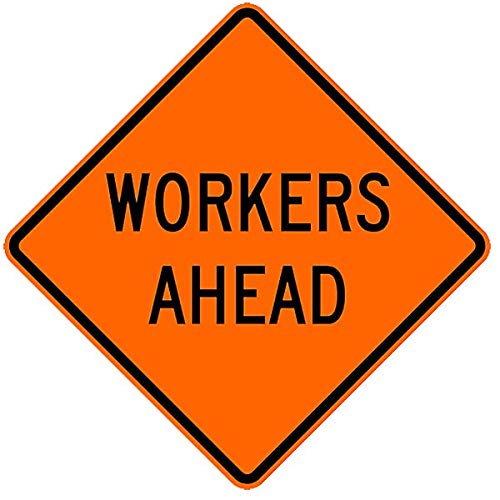 Workers Ahead Safety Roadside Roll-Up Sign with Frames - 36