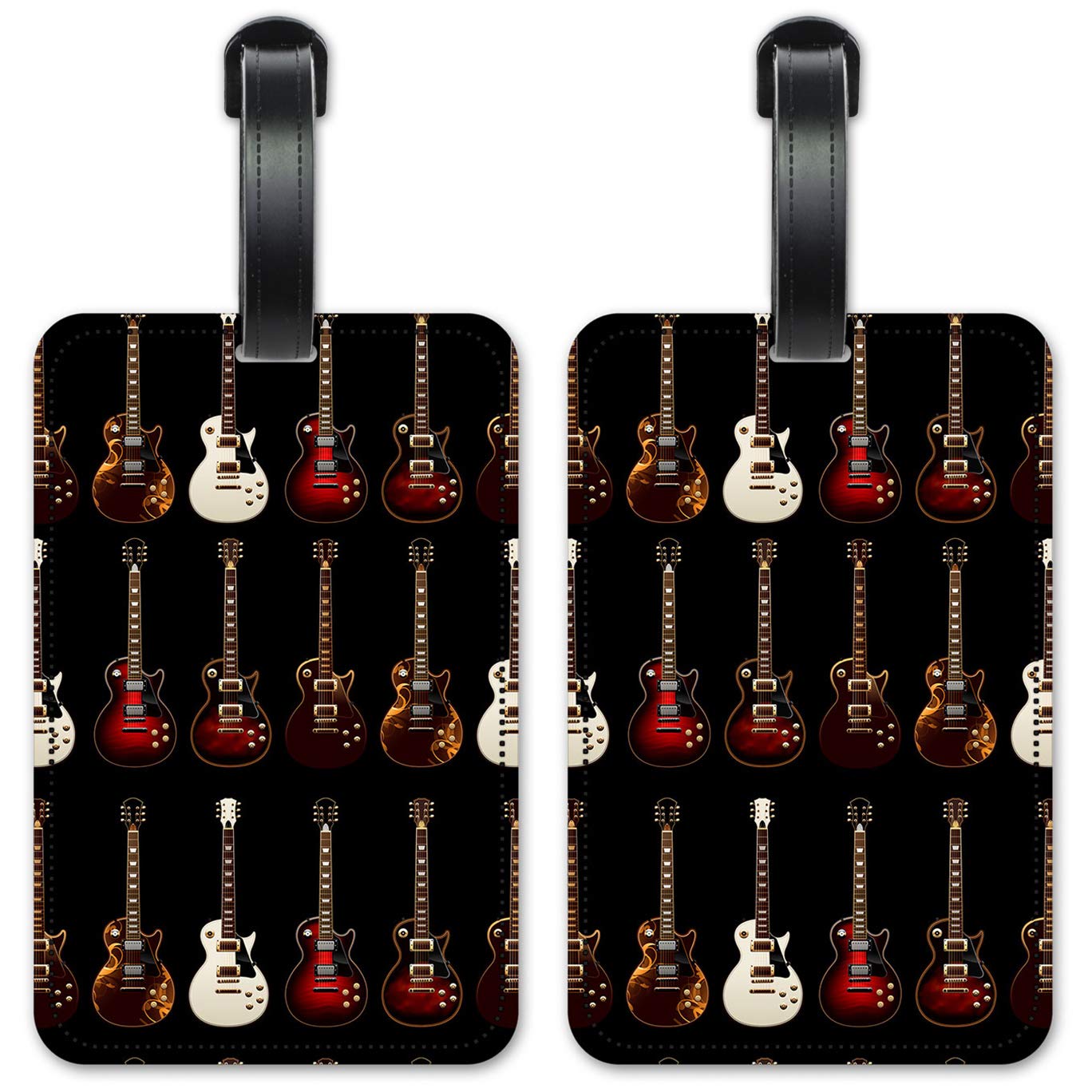 Premium Electric Guitar Luggage ID Tags - Waterproof Suitcase Identification Cards Set of 2 for Travel & Music Gear Protection