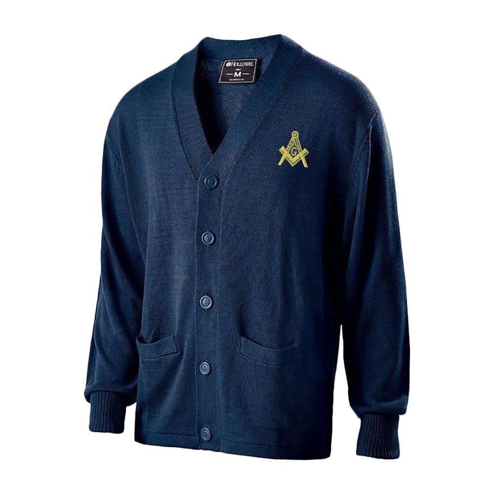 Mason Freemason Letterman Cardigan Sweater for Men - Vintage Style Knit Pullover for Casual Wear & Lodge Events