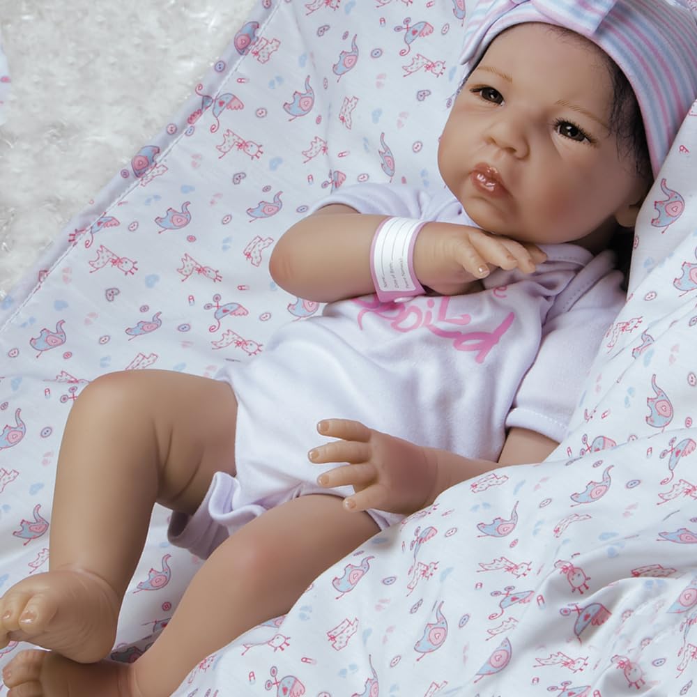 20-Inch Realistic Reborn Asian Baby Girl Doll with Soft Rooted Hair & 6-Piece Gift Set - Perfect Birthday Gift for Kids Ages 3+ | Lifelike Collectible Doll for Playtime, Nursery Decor, and Pretend Play