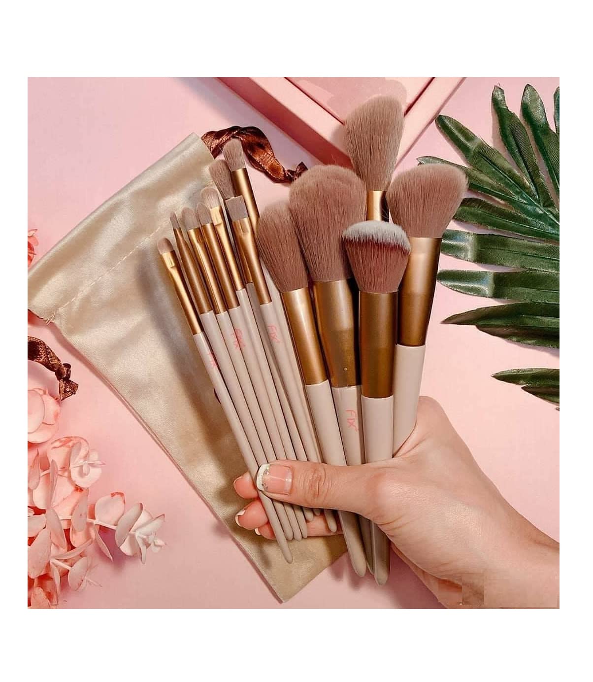 13-Piece Professional Makeup Brush Set - Foundation, Concealer, Powder, Blush, Highlighter, Eyeshadow, Eyebrow & Lip Brushes with Oval Blender - Perfect for Contouring, Blending & Full Face Makeup Application at Home or Salon
