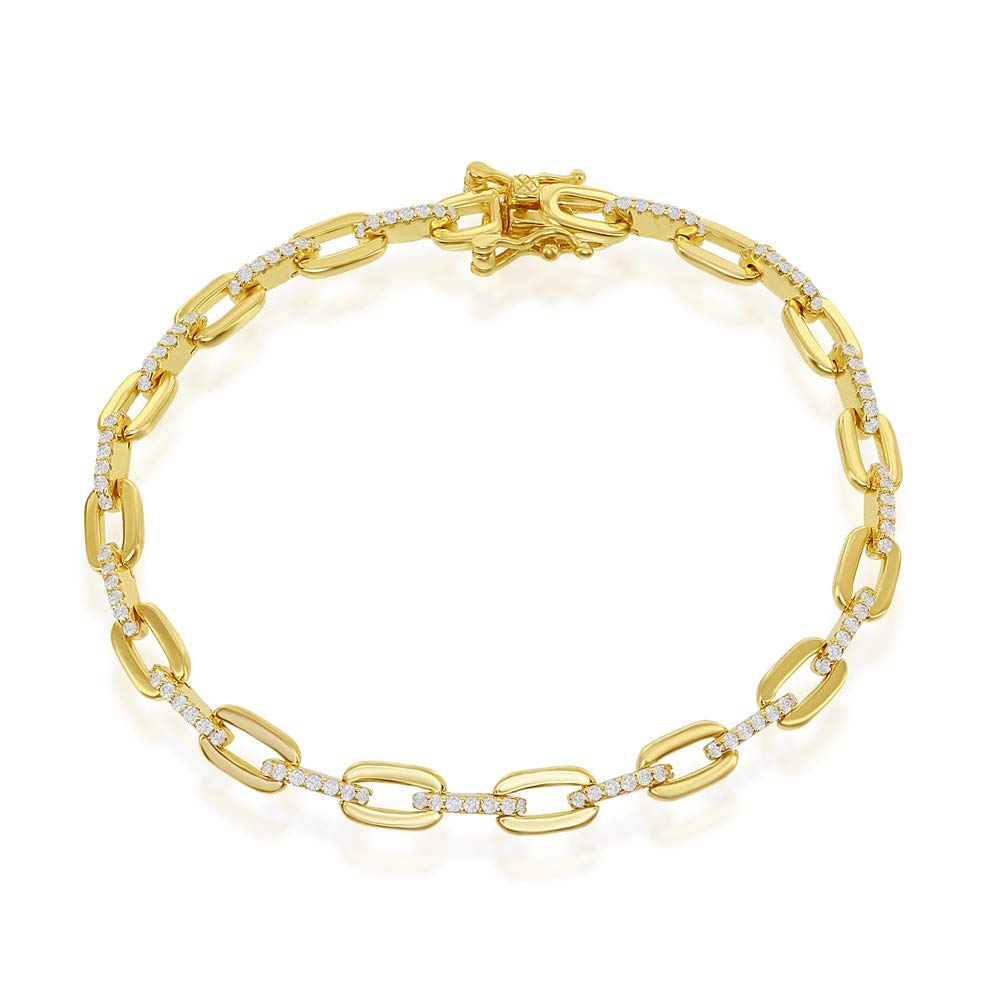 Silver & Gold Plated Paperclip Link Chain Bracelet for Women & Teens | Elegant Sterling Silver Jewelry Gift for Birthday, Party & Everyday Wear