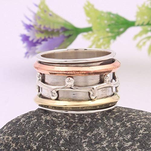 Elegant Floral Textured Spinner Ring for Women - 925 Sterling Silver Anxiety Relief & Meditation Jewelry - Perfect for Stress Relief, Mindfulness Practice, and Fashion Accessories