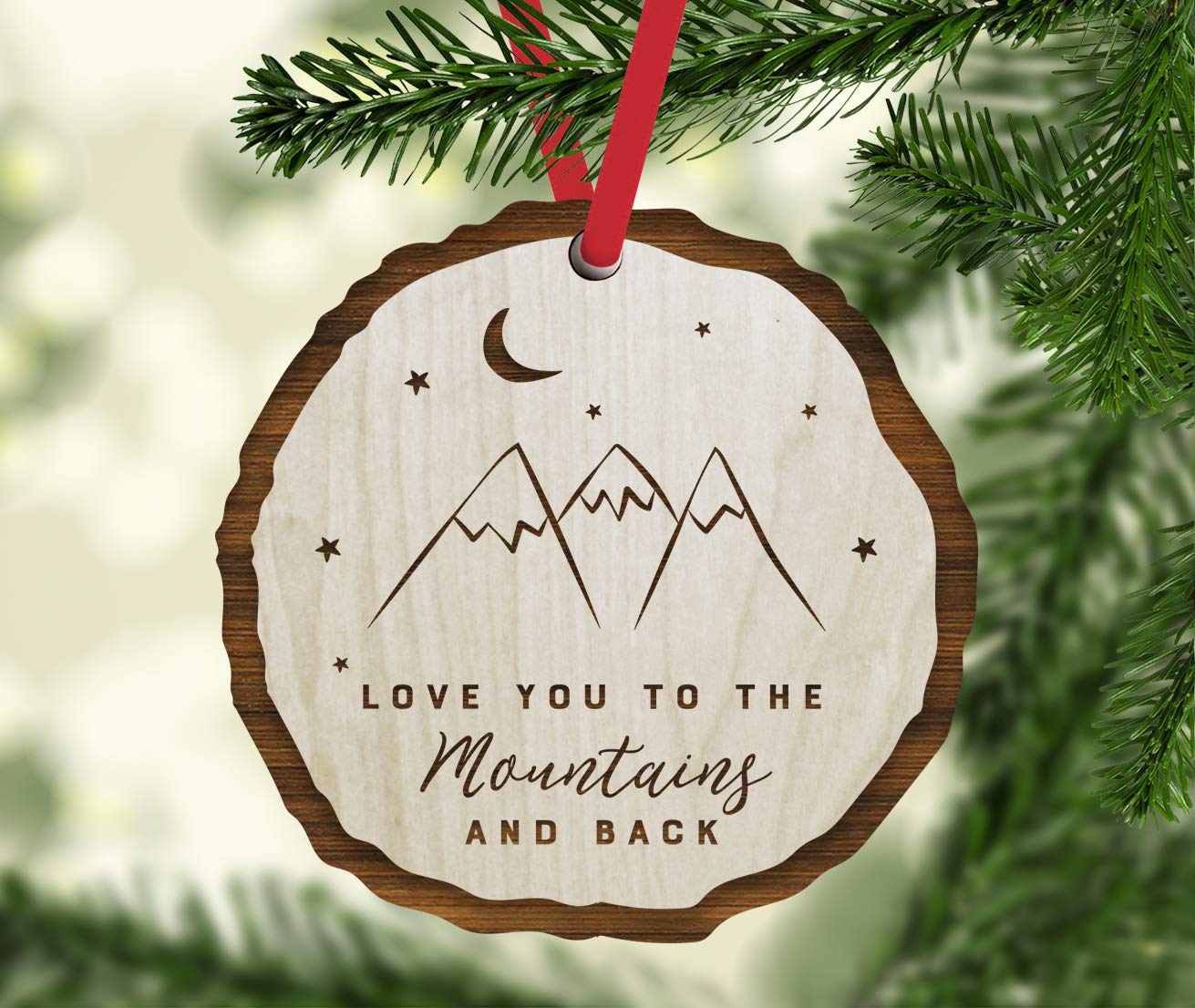 Personalized Engraved Natural Wood Keepsake Ornament - Custom Monogram Christmas, Valentine's Day, Wedding Anniversary Gift - 