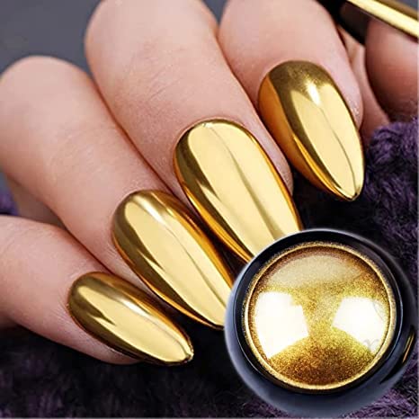 Pro Mirror Effect Gold Chrome Nail Pigment Powder - Smokey Nail Polish & Laser Glitter for Nail Art, Eye Makeup & DIY Crafts (C8) - Perfect for Salon, Party & Special Occasion Nail Designs