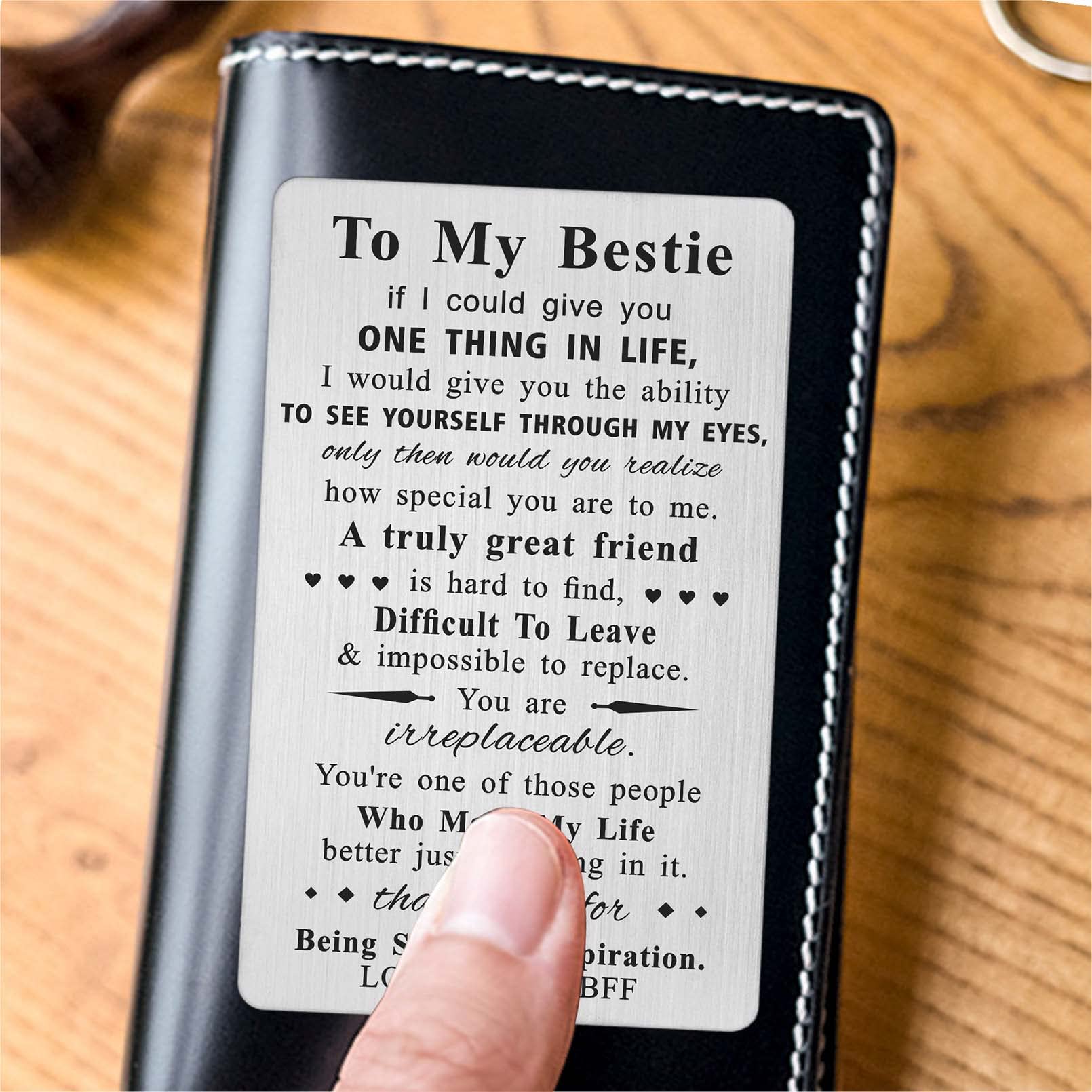Best Friend Greeting Card - Birthday & Galentine's Day Gift for Women - Soul Sister Wallet Card - Thoughtful Friendship & Sibling Gift - Perfect for Besties, BFFs & Female Friends (Use for Birthdays, Anniversaries, Galentine's Day or Just Because)