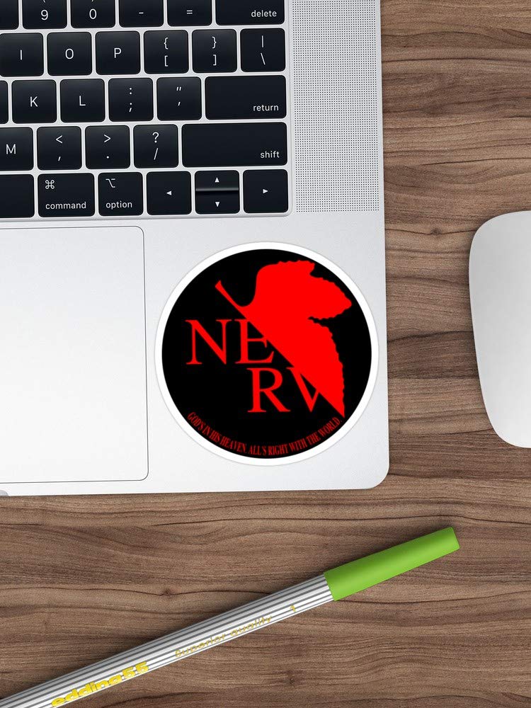 NERV Black Vinyl Stickers (3-Pack) - Waterproof Decals for Laptop, Phone, Car, Guitar & Fridge - Anime-Themed Funny Stickers for Tech Devices & Home Decor