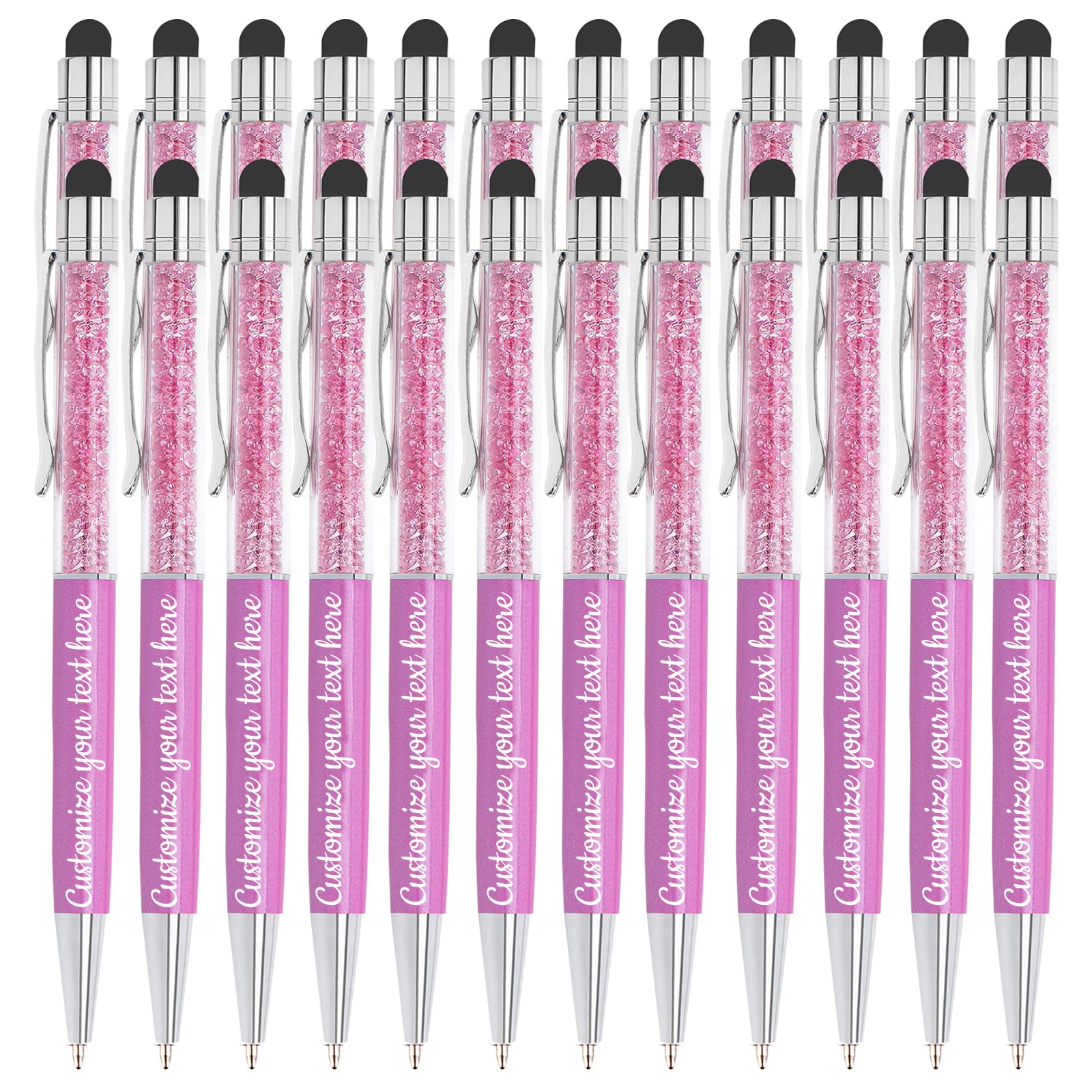 Custom 300-Piece Crystal Ballpoint Pen Set - Personalized Stylus Pen for Touchscreens | Office, School & Tablet Writing Supplies with Engraved Name/Text - Perfect for Business Gifts, Note-Taking & Digital Devices