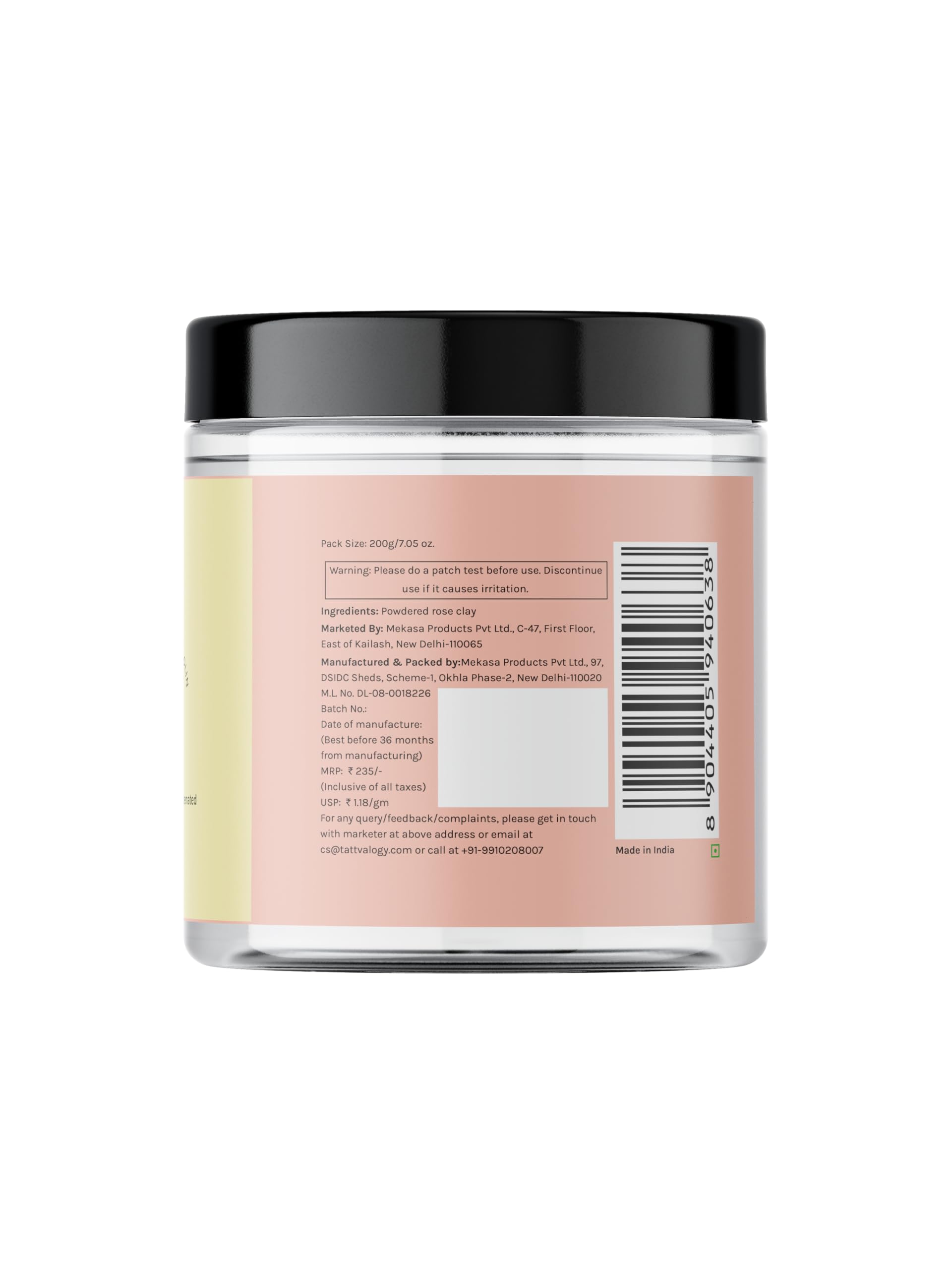 Tattvalogy Rose Clay Powder (200g) - Kaolin Clay for Glowing Skin, Natural Face Mask Powder for Women & Men | Sulfate & Paraben Free | DIY Skincare, Detox & Pore Cleansing Treatment