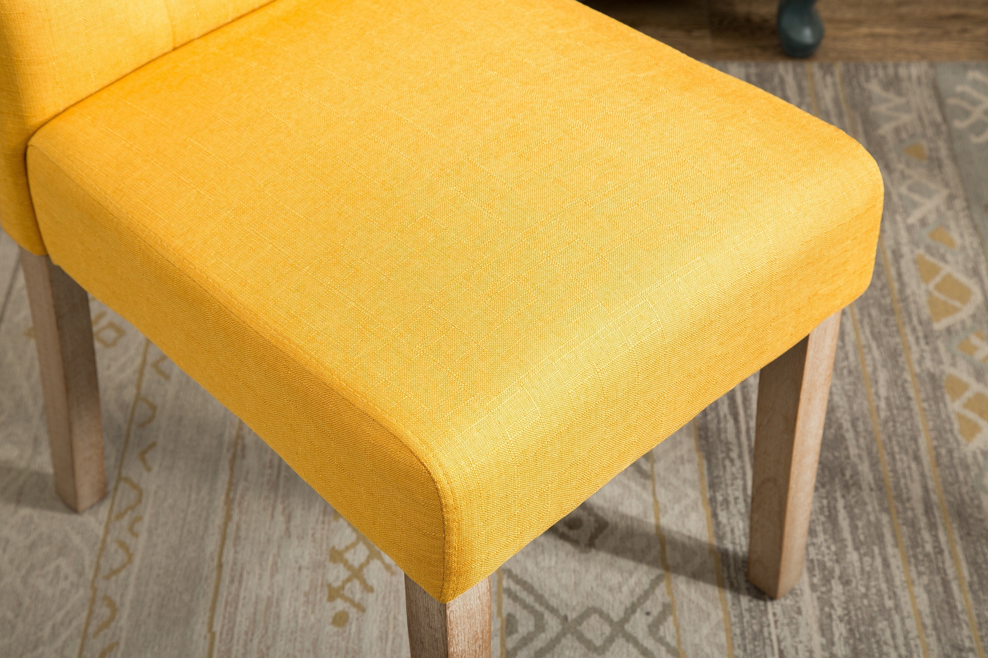 Roundhill Furniture Solid Wood Tufted Parsons Dining Chairs - Set of 2, Yellow - Modern Farmhouse Kitchen Chairs for Dining Room & Breakfast Nook