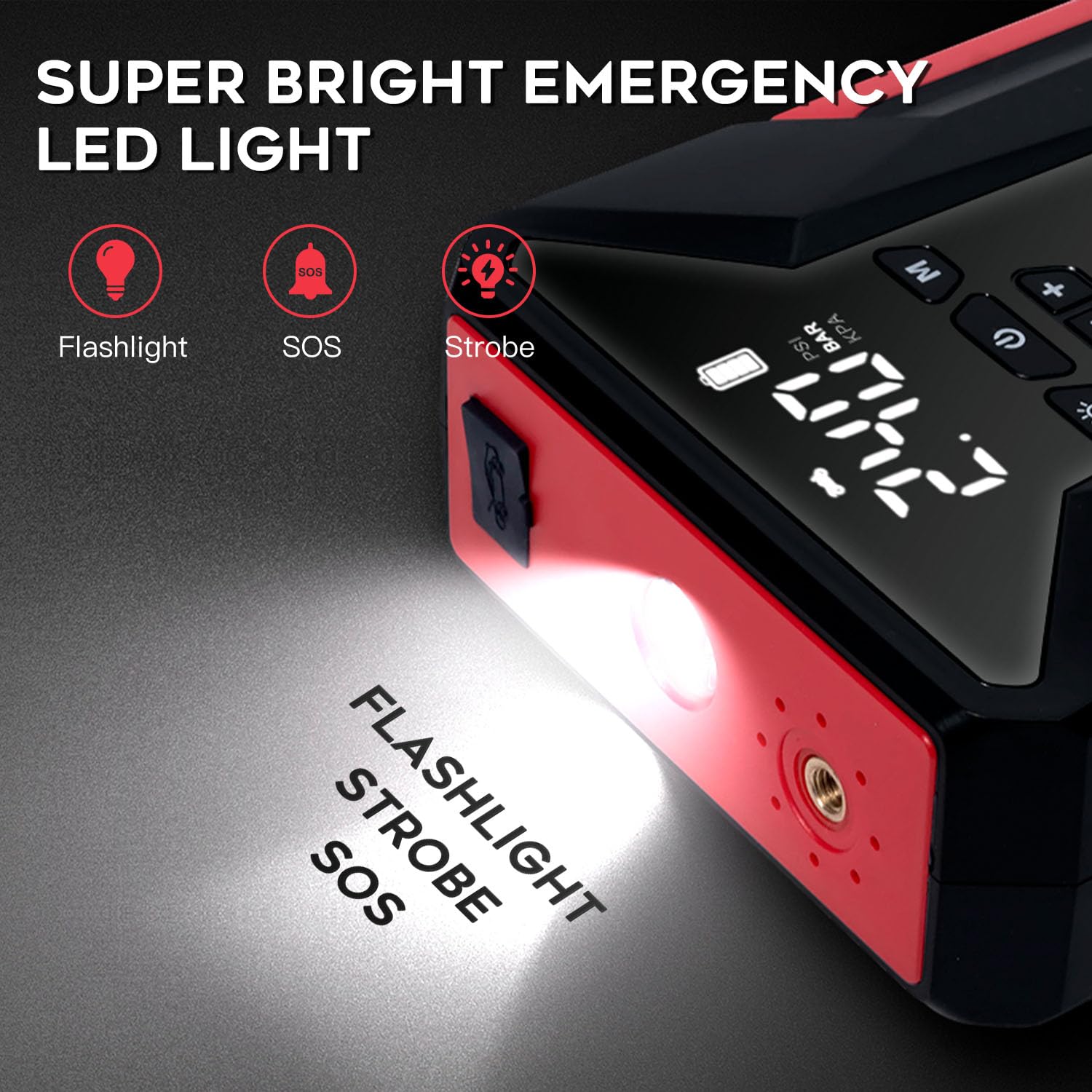 4000A Peak Car Jump Starter with Air Compressor - 12V Portable Battery Booster for Gas (Up to 10L) & Diesel (8.5L) Vehicles - Emergency LED Light, Power Bank & Leather Storage Bag Included - Perfect for Roadside Emergencies, Camping & Winter Travel