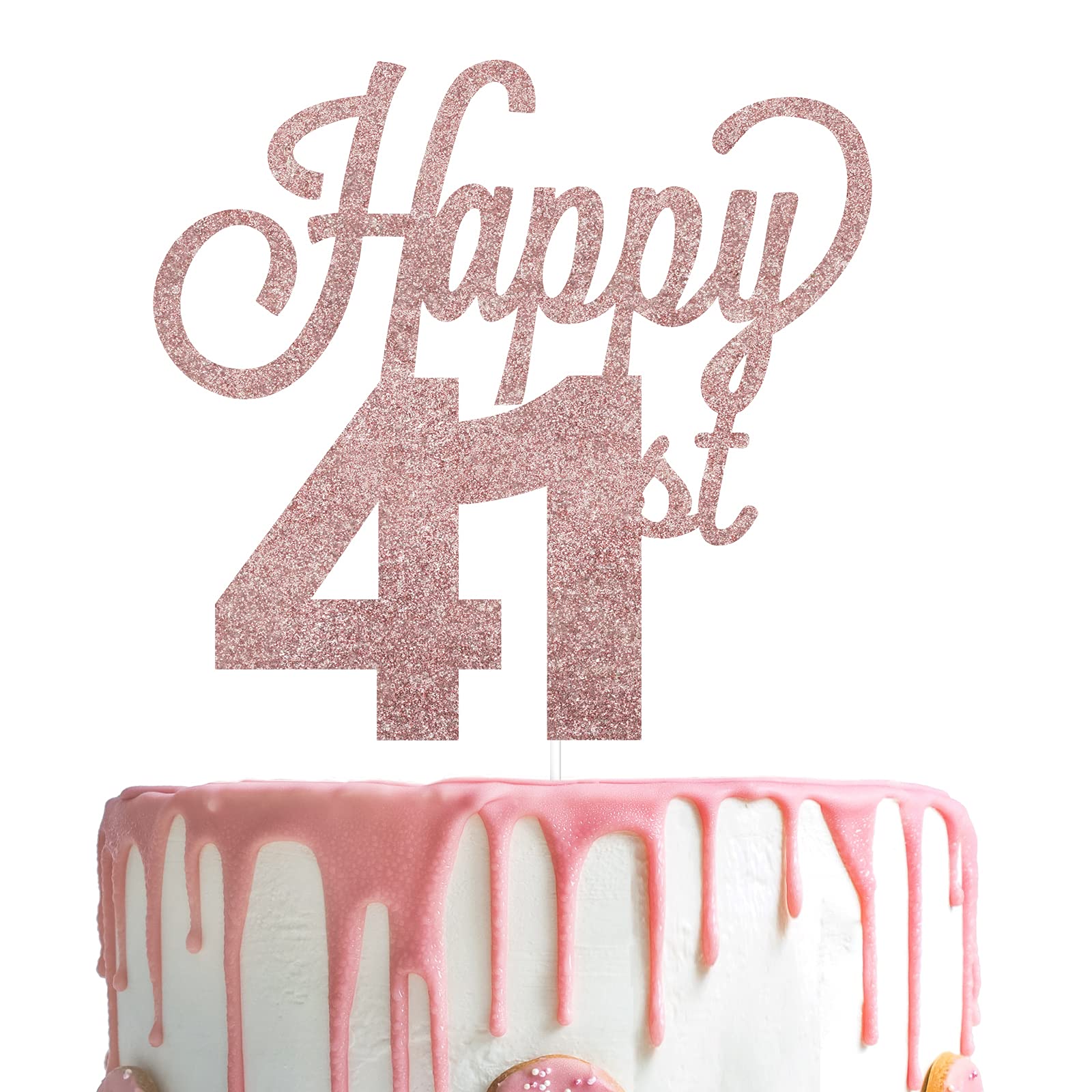 LINGTEER 41st Birthday Cake Topper - Cheers to 41 Years Old Party Decorations for Women & Men - Perfect for Birthday Cakes, Cupcakes, and Dessert Table Centerpieces