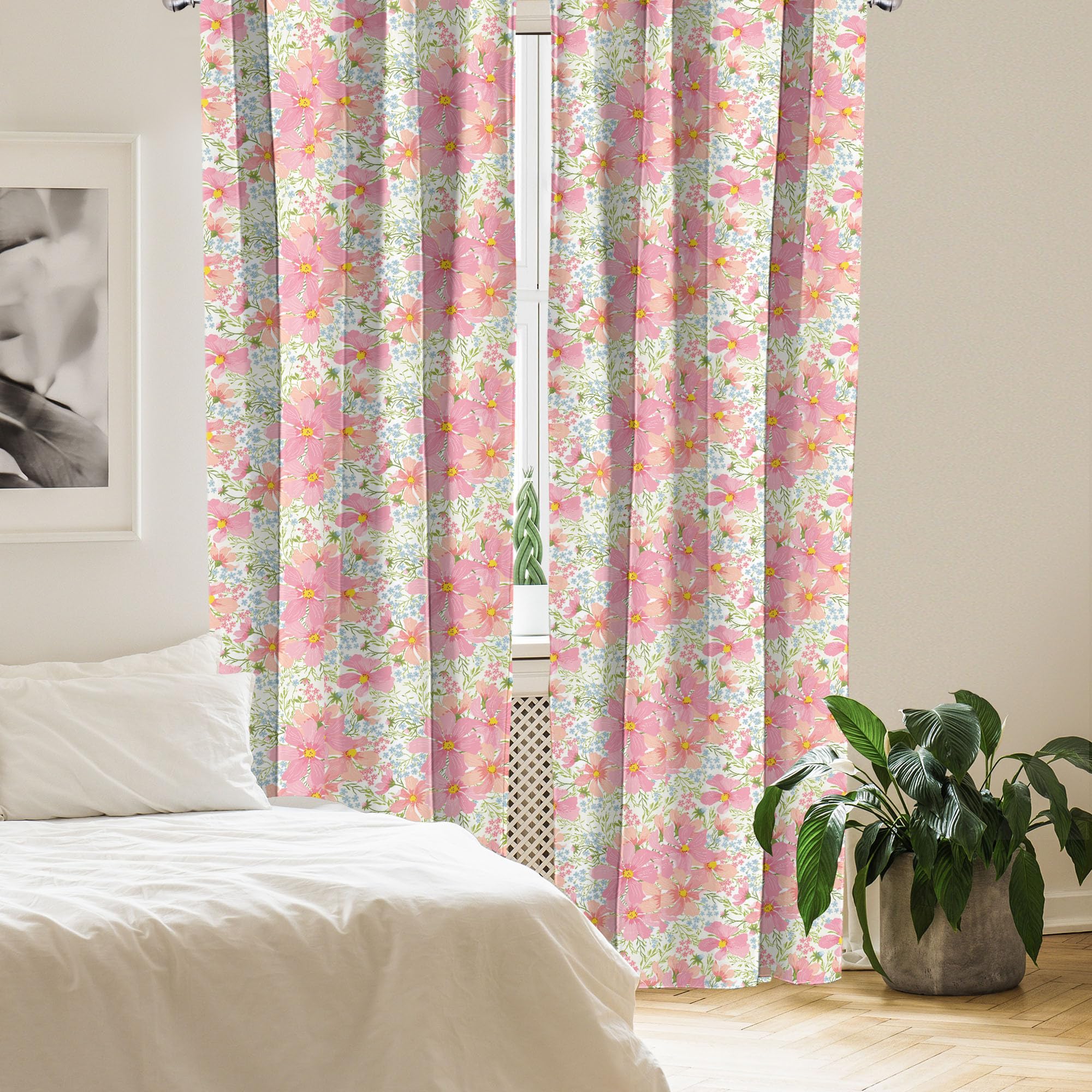 Ambesonne Floral Curtains - 2 Panel Set of 28
