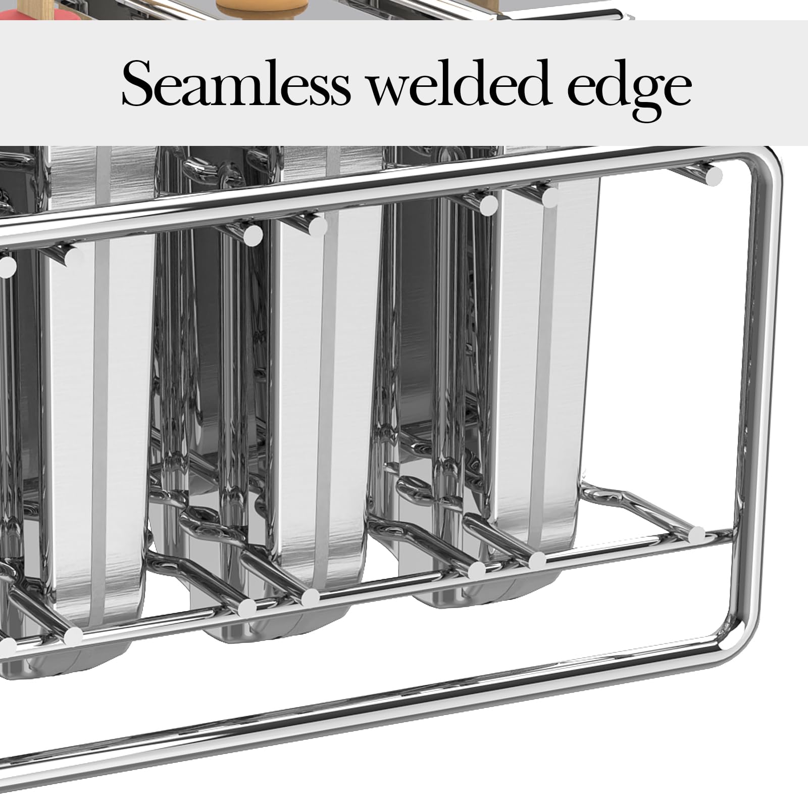 12 Pack Stainless Steel Popsicle Molds with Holder - Reusable Fast Freezing Ice Treat Maker Kit Includes Wooden Sticks & Storage Bags - Perfect for Homemade Ice Lollies, Healthy Snacks & Summer Desserts