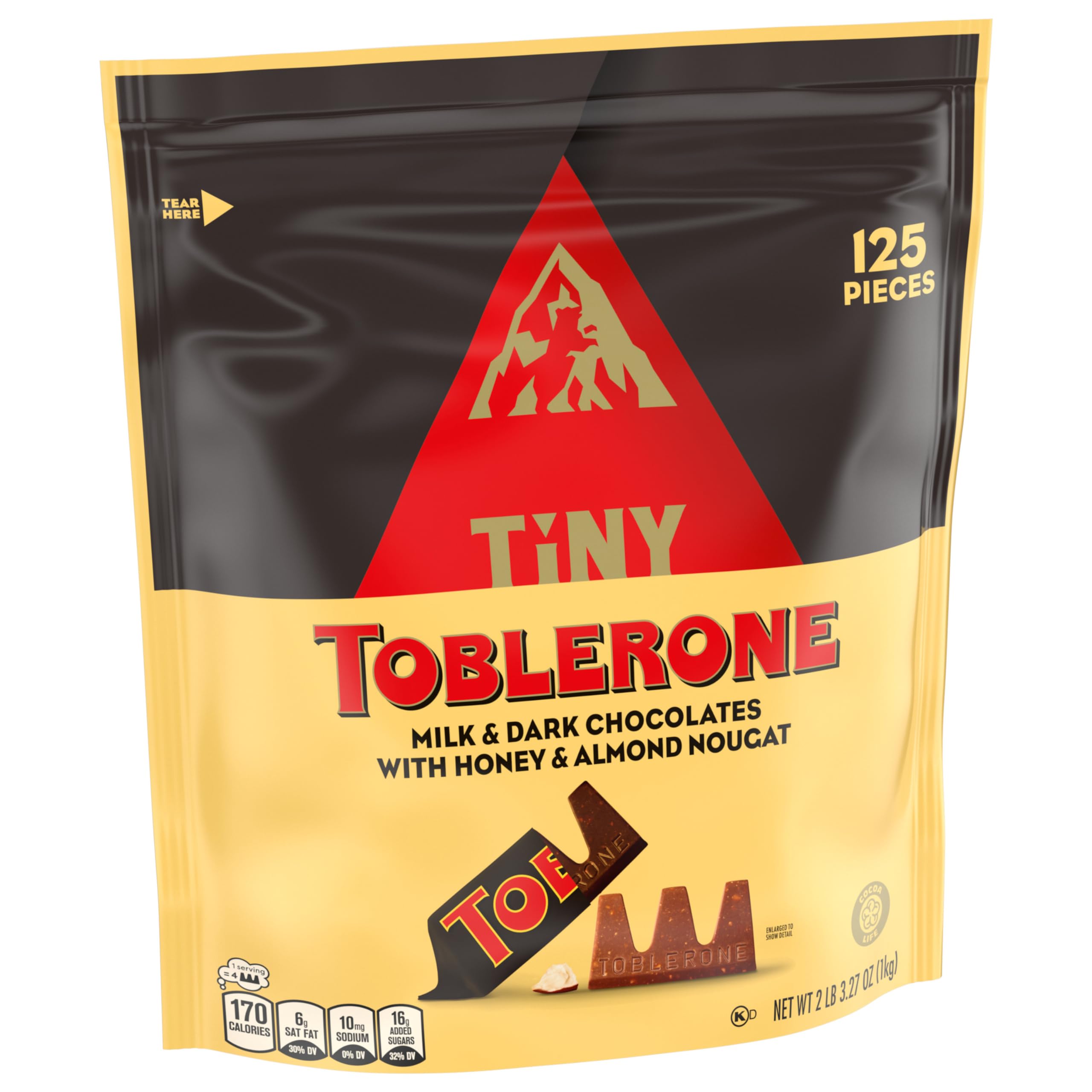 Toblerone Tiny Chocolate Gift Bag Variety Pack - 125 Pieces (Milk & Dark Chocolate Bars) - Perfect for Party Favors, Office Treats & Holiday Gifting
