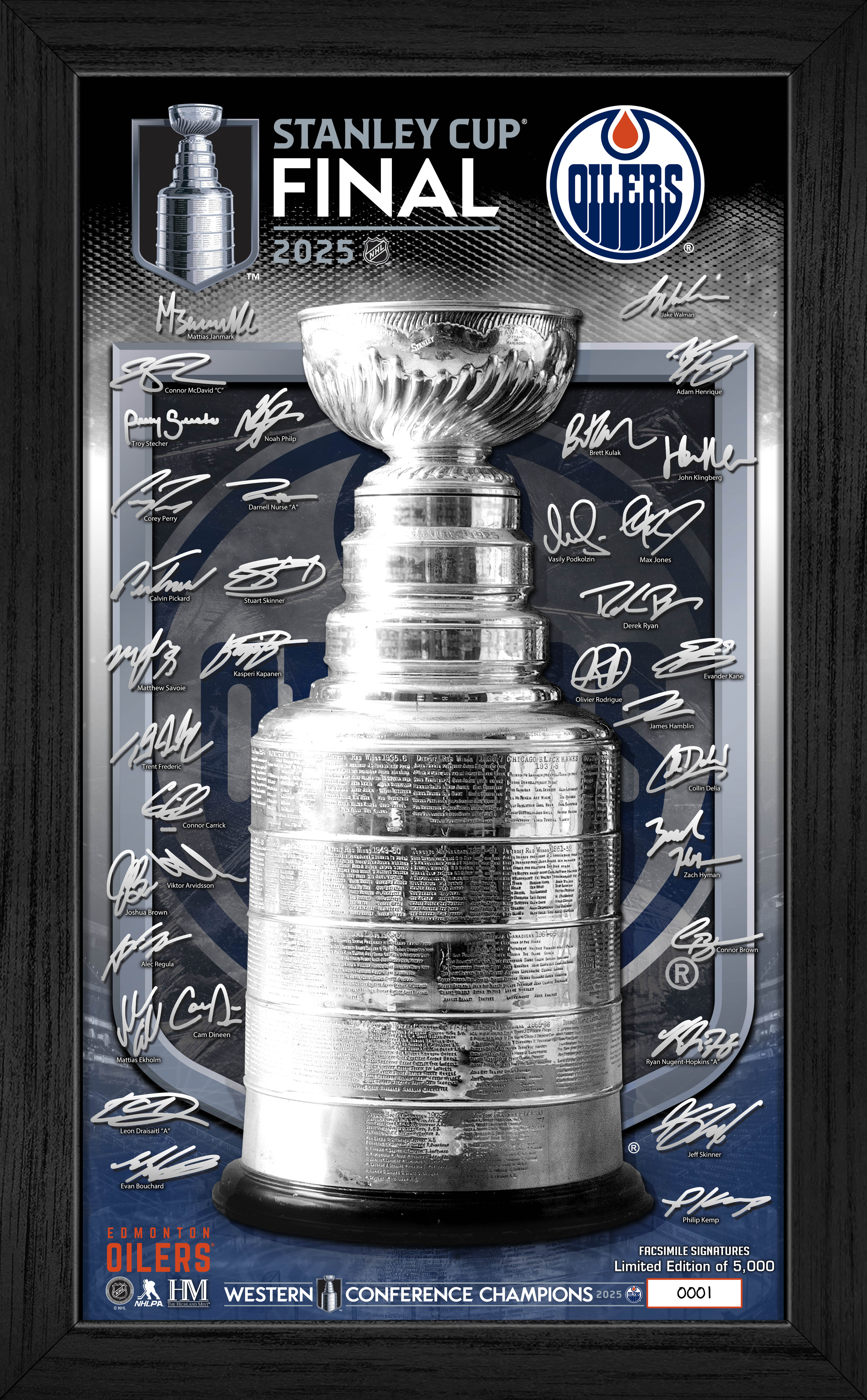 Edmonton Oilers 2025 NHL Western Conference Champions Trophy Frame - Display Case for Hockey Memorabilia, Sports Collectibles & Fan Cave Decor